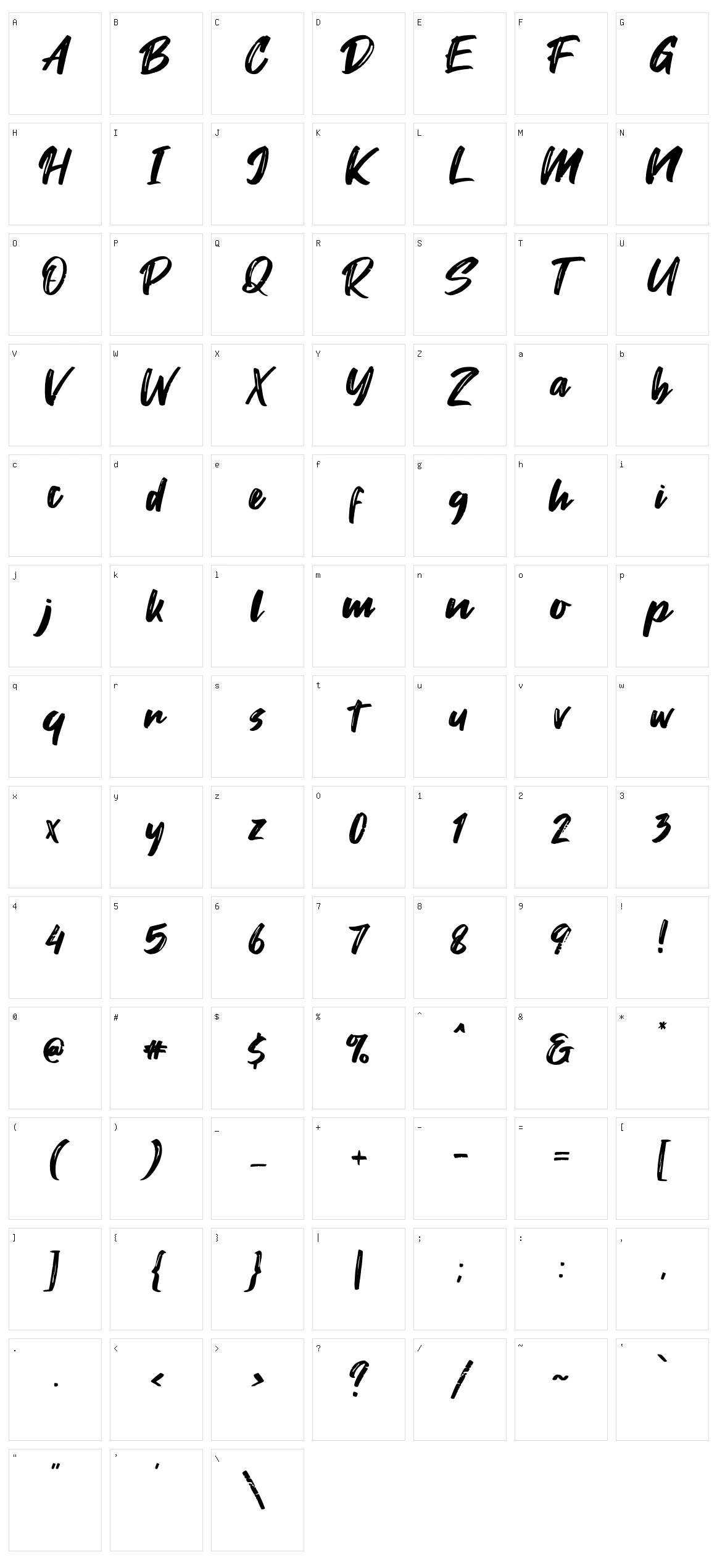Fontjek Character Set