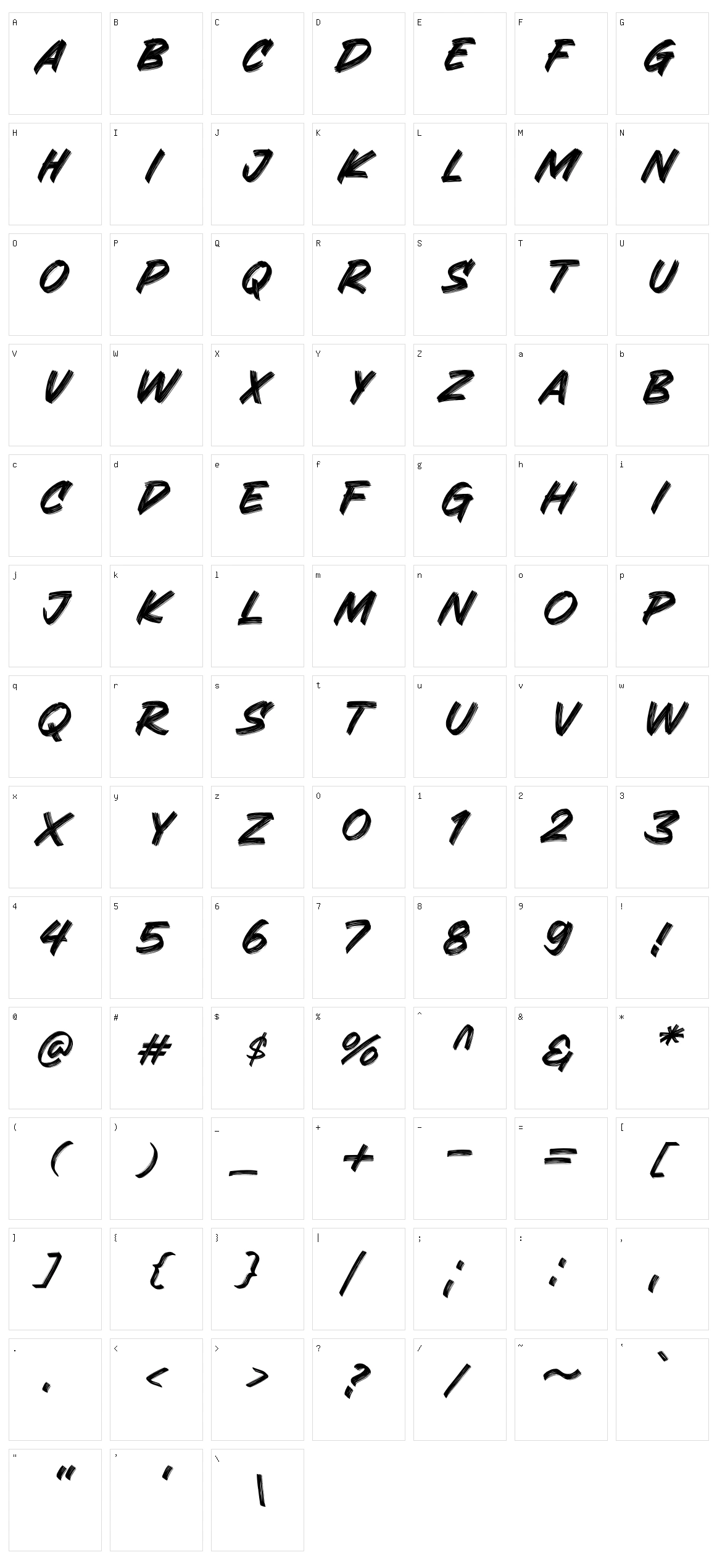 Granesta Character Set