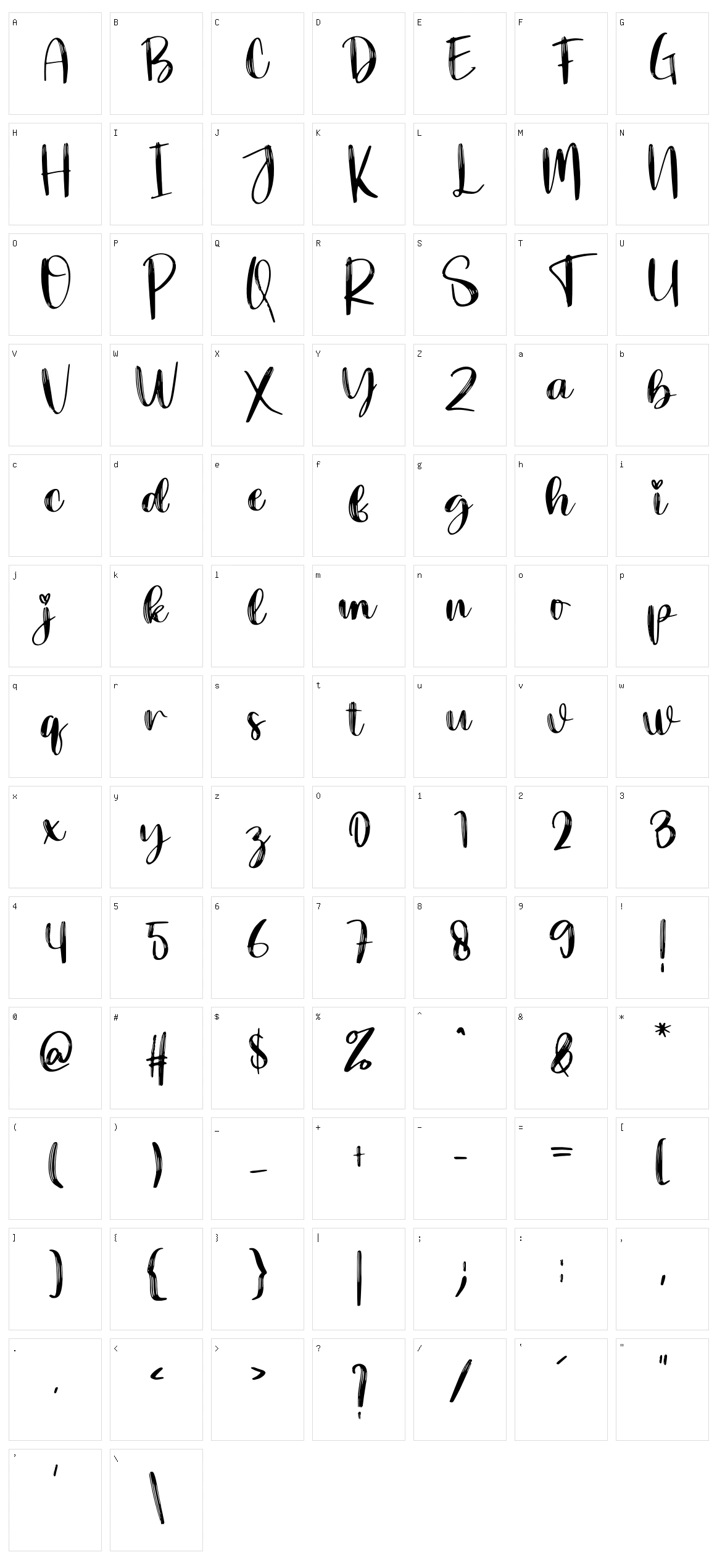 Thick Brush Character Set