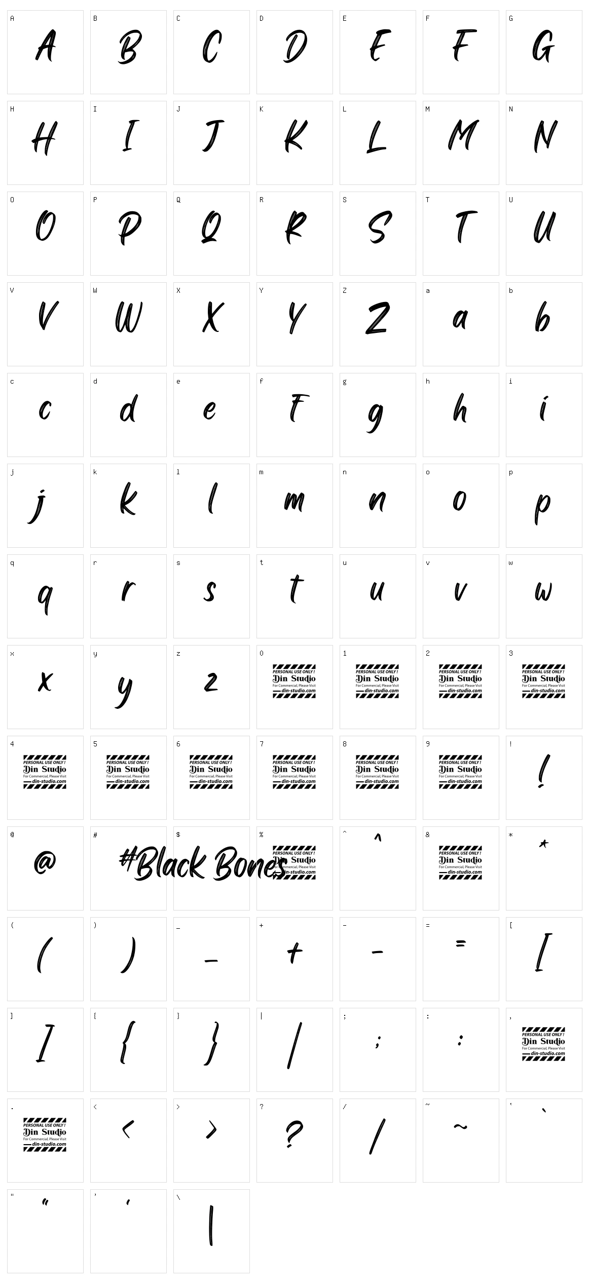 Black Bones Character Set