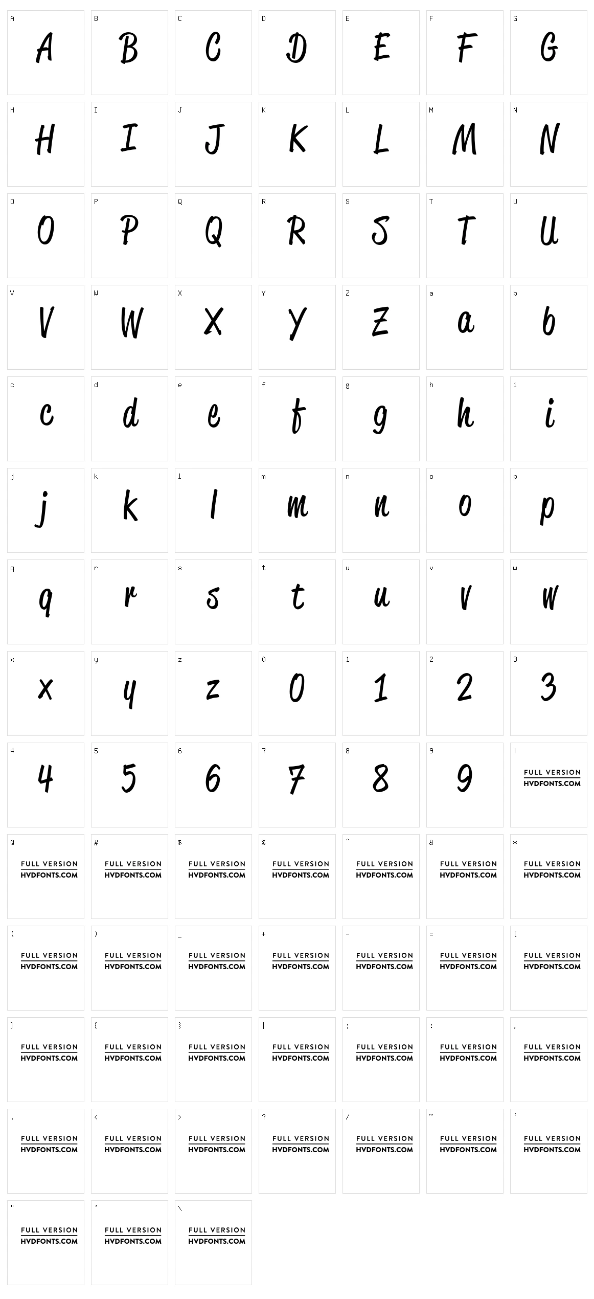 Reklame Script Character Set