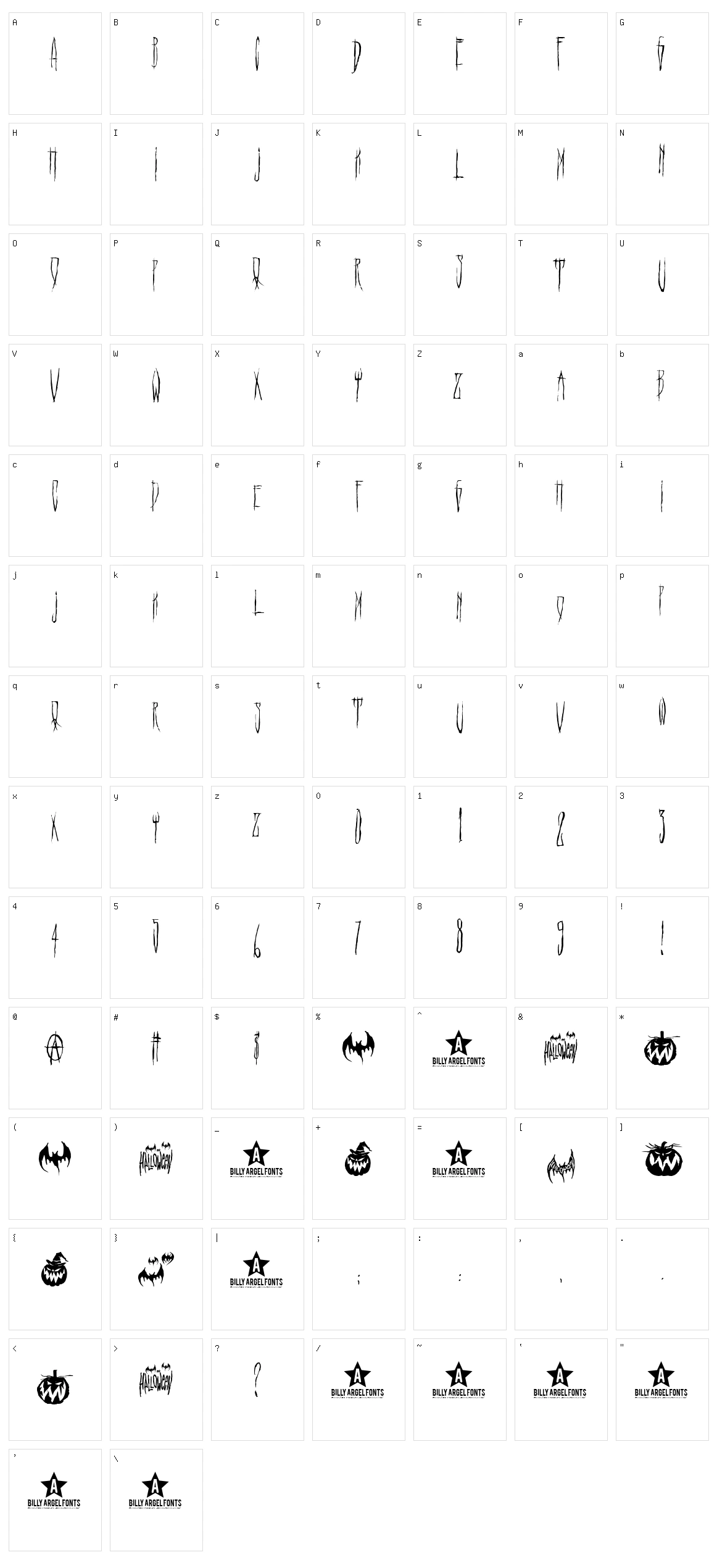 Hello Ween Font Character Set