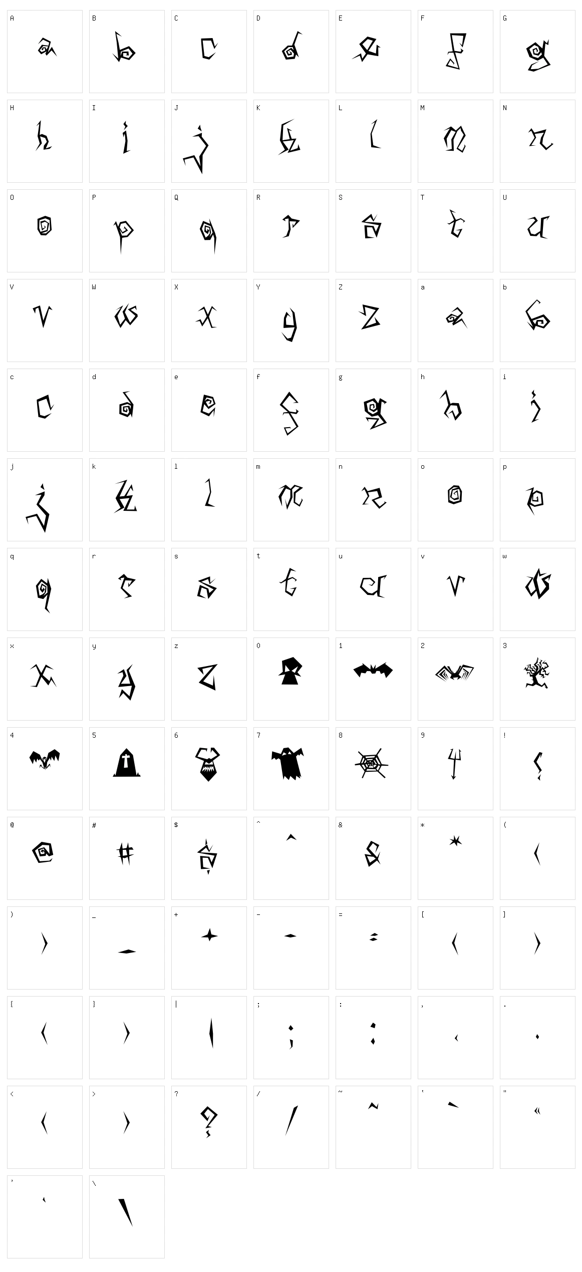 Arachnids Character Set