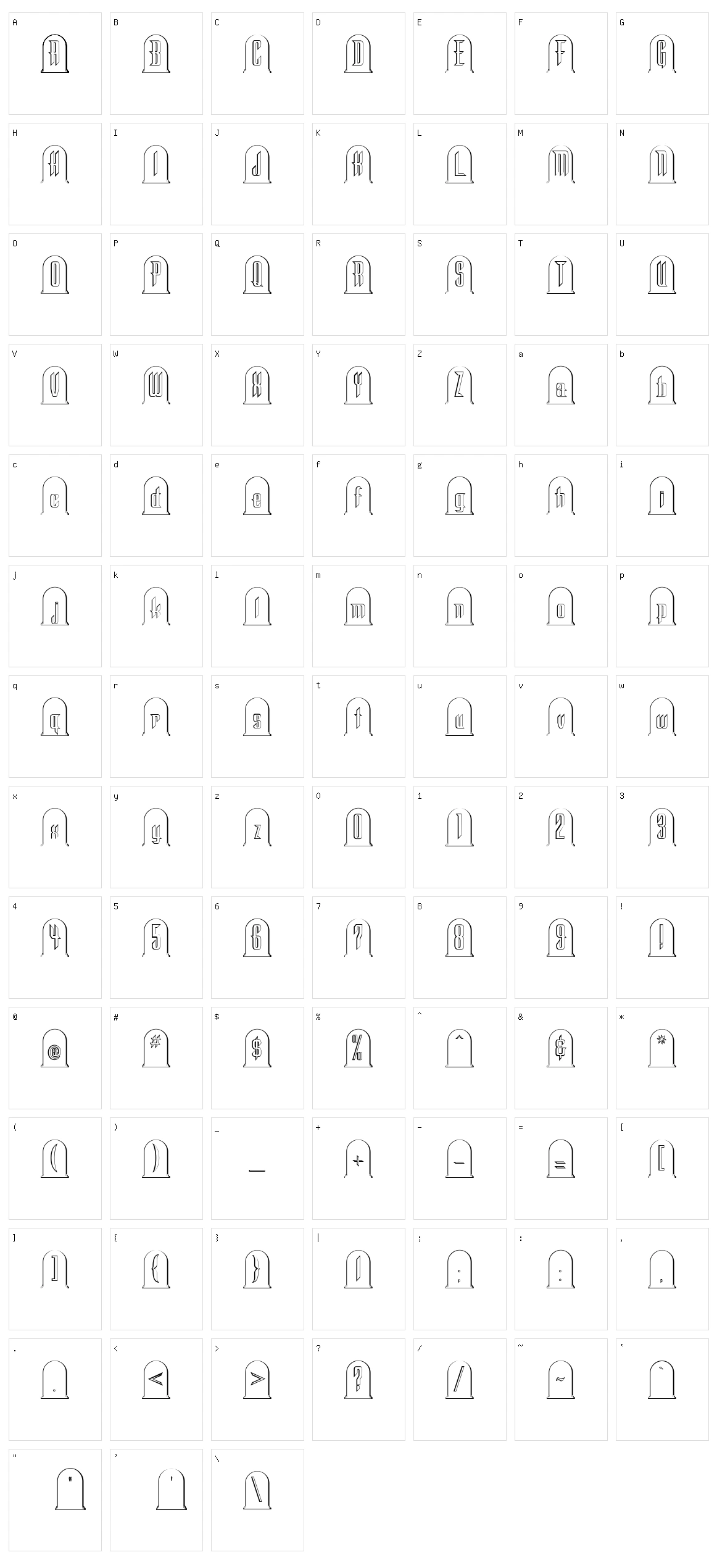 Headstone Character Set