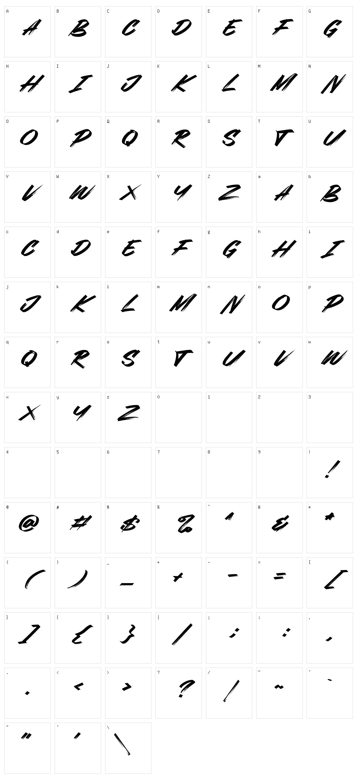 Webrush Character Set
