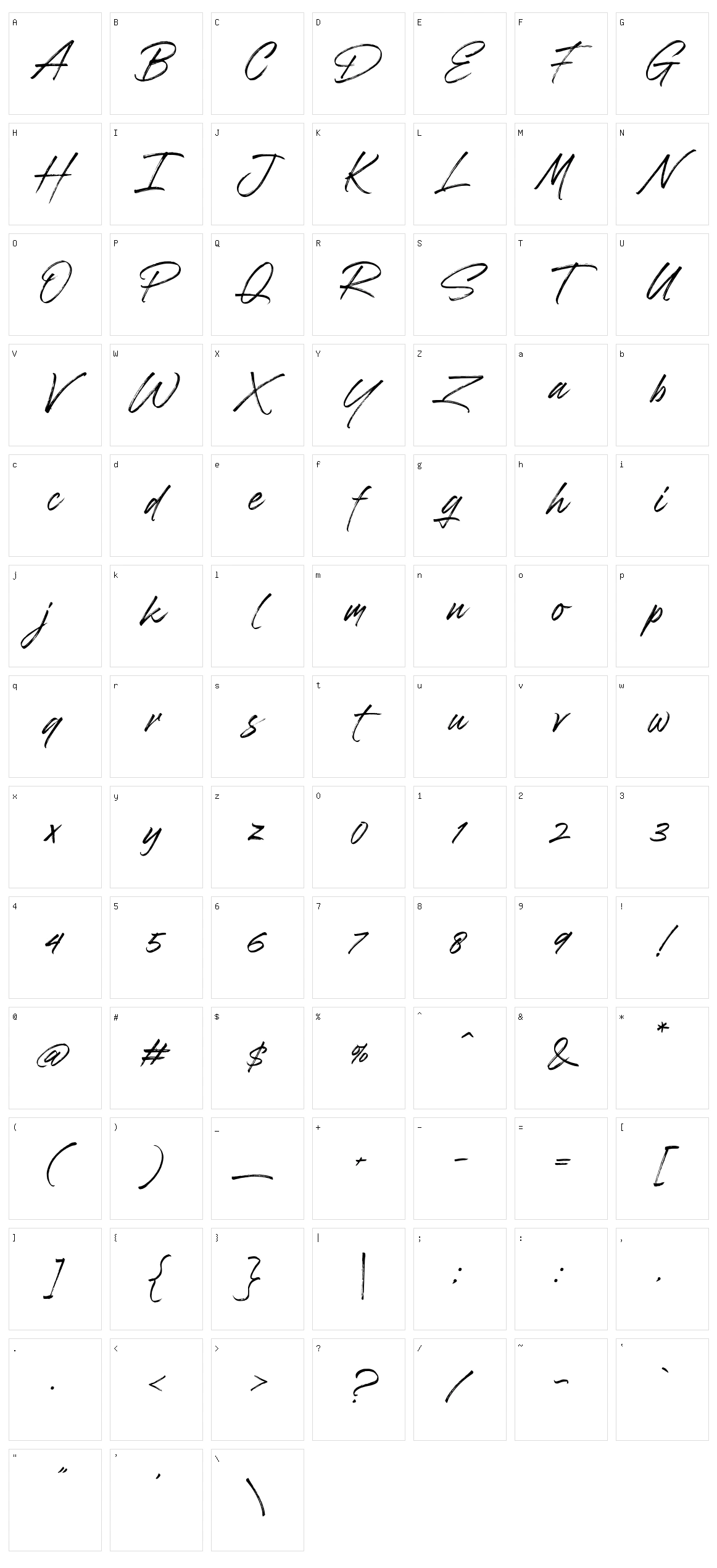 Brushwell Character Set