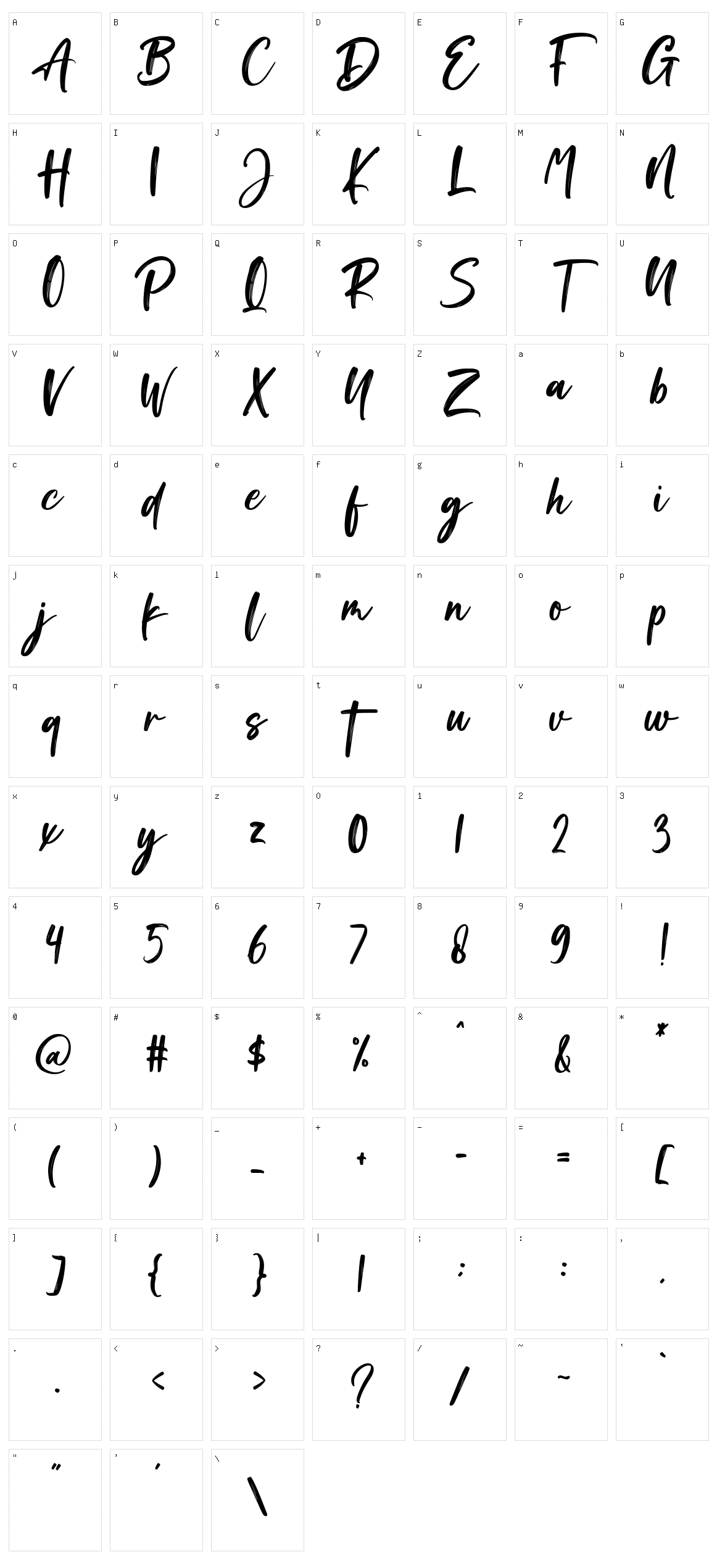 Brush Signature Character Set