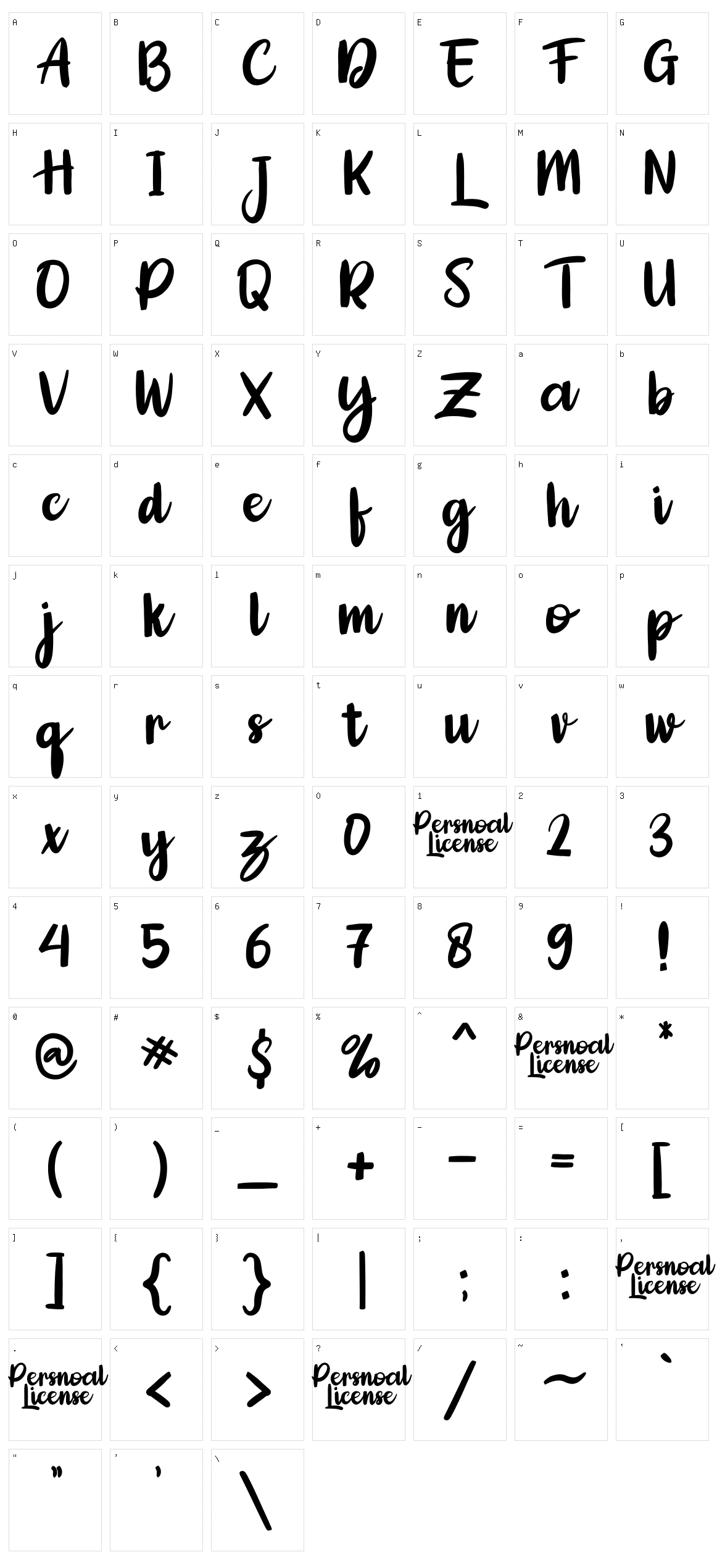 Adelica Brush Character Set