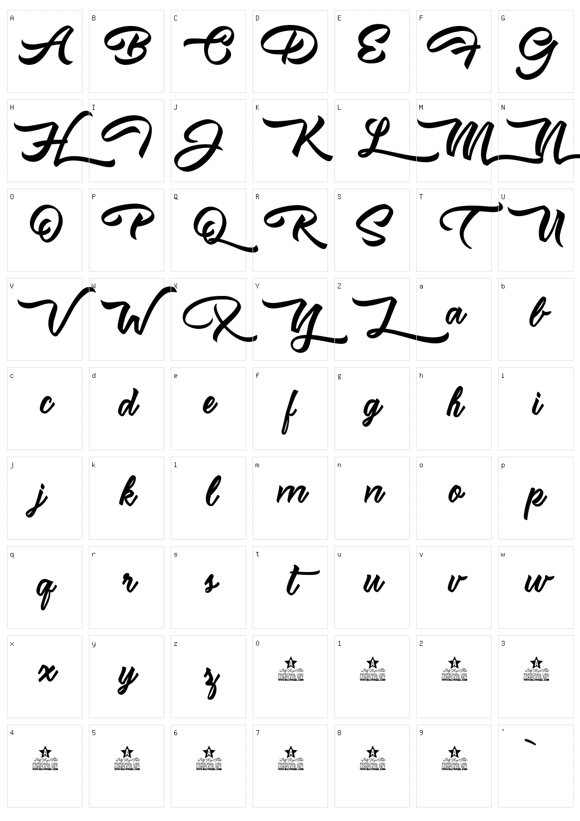 Misstral Character Set