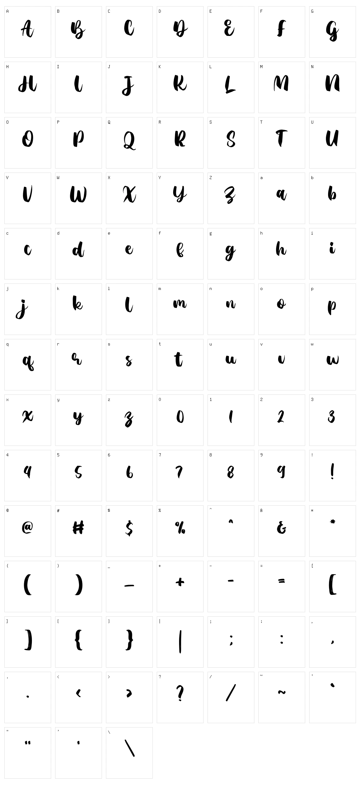 Agil Script Character Set