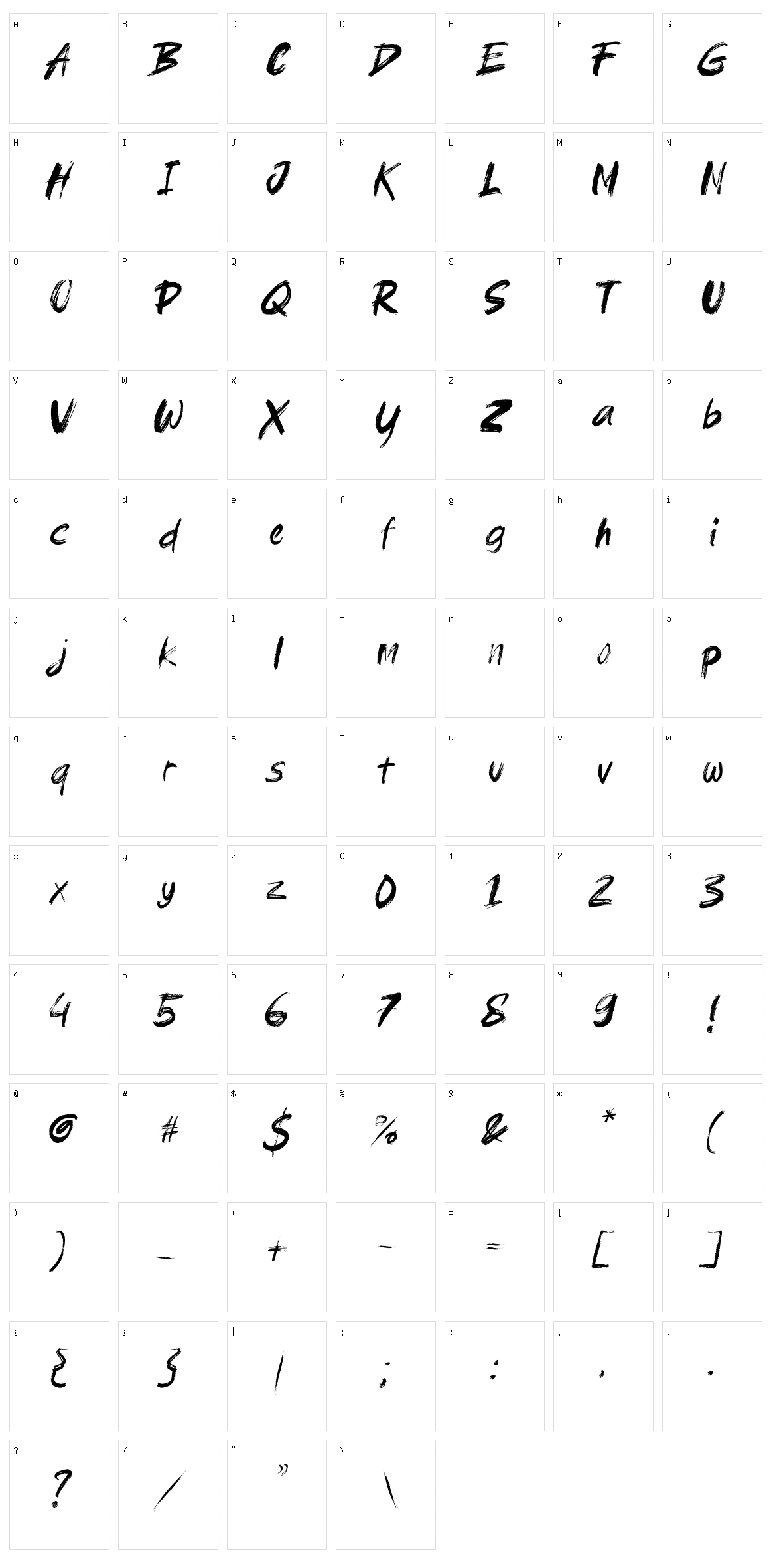 Brushield Character Set