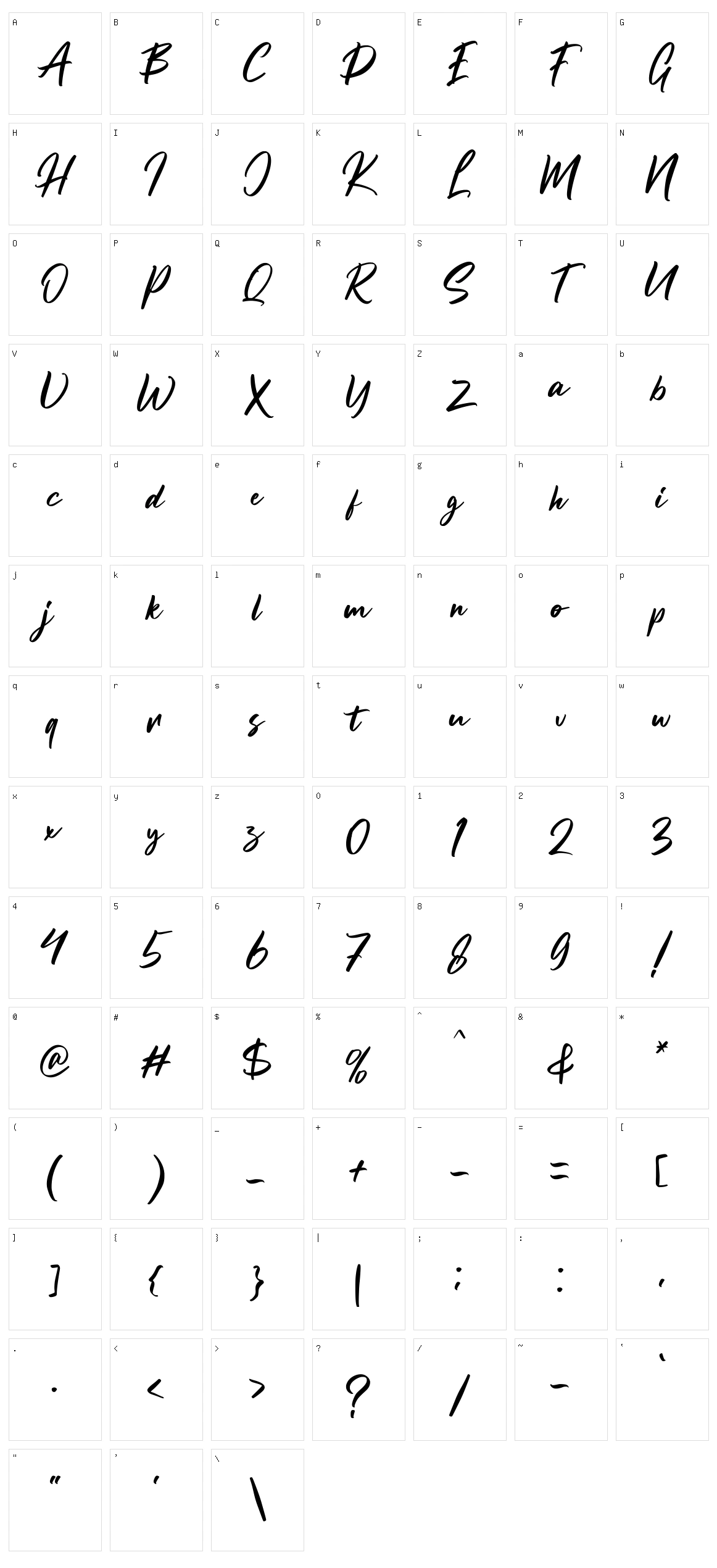 Brushter Character Set