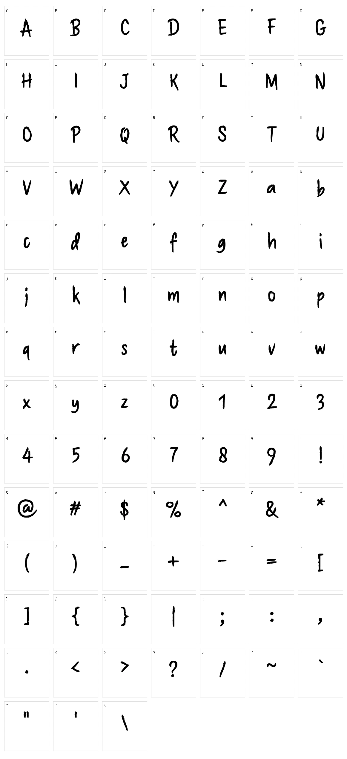 Brushaff Character Set