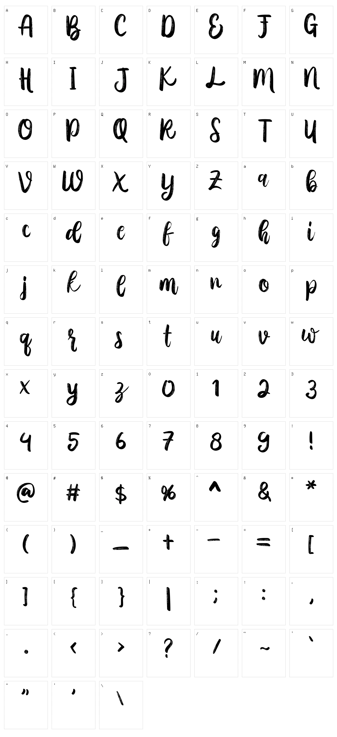 Austhina Brush Calligraphy Scratch Character Set