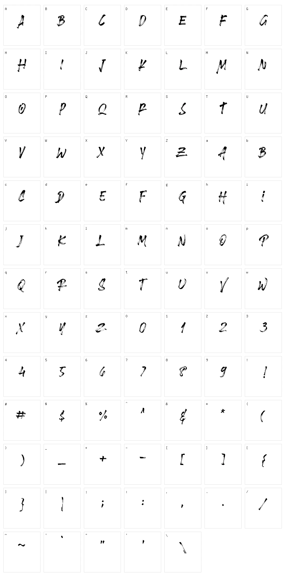 Brushlie Character Set