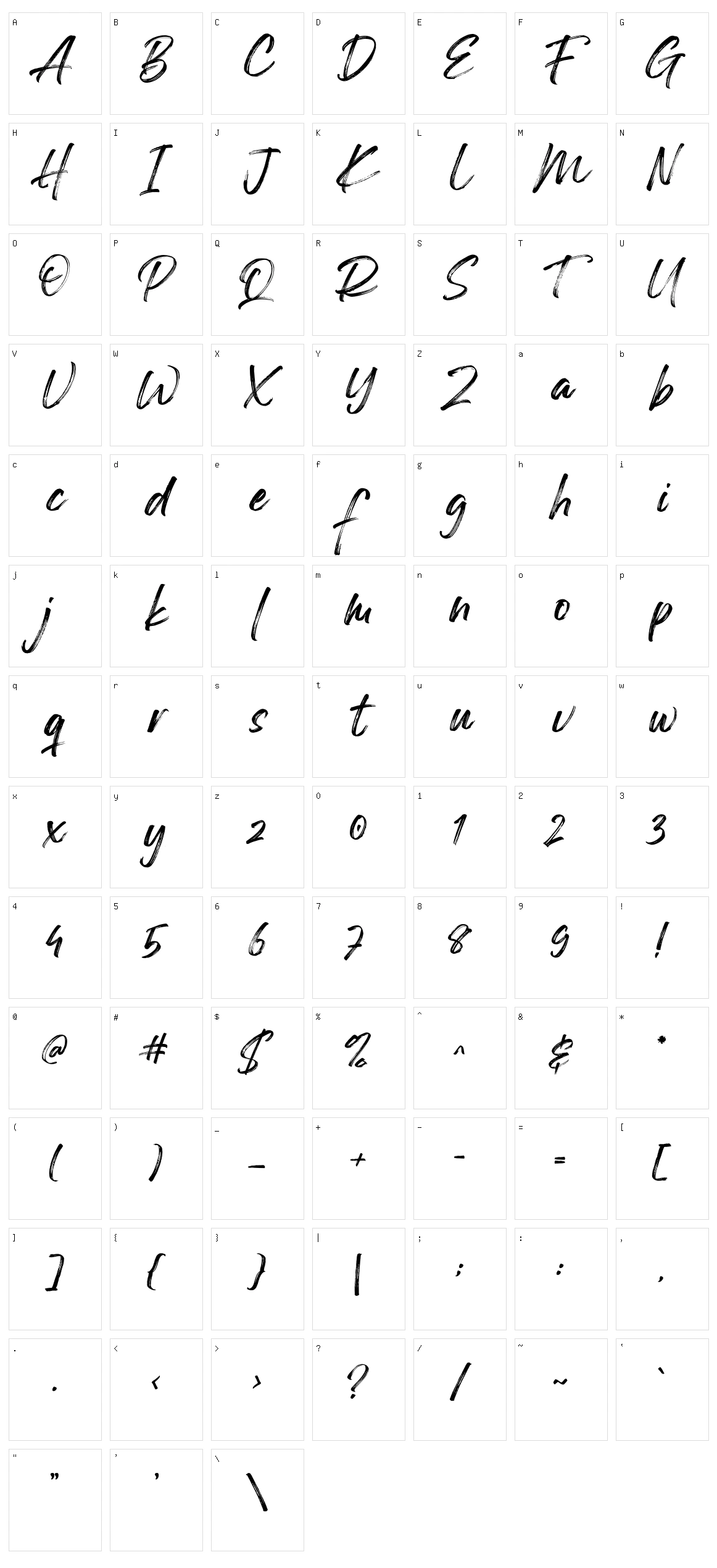 Georgia Brush Character Set