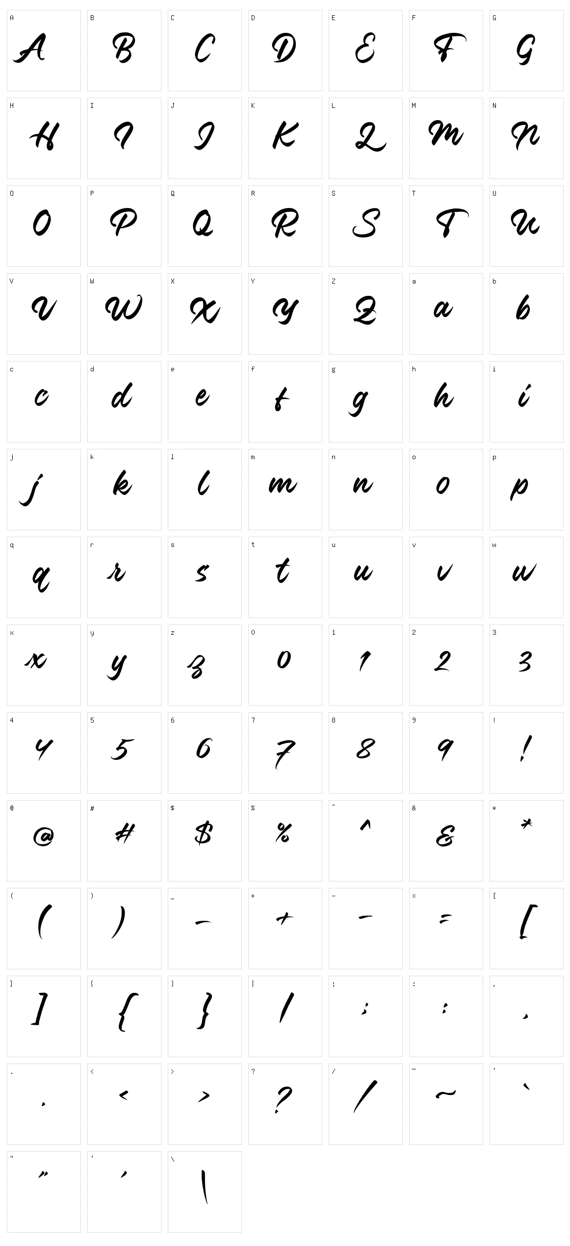 Font Brush Character Set