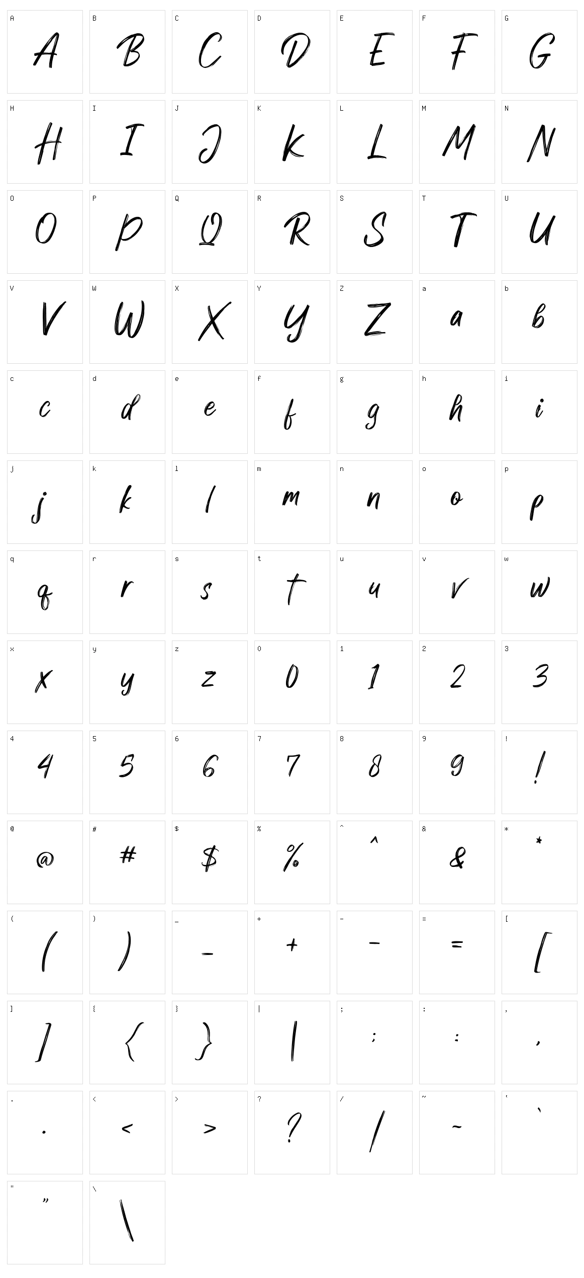 Dexotick Character Set
