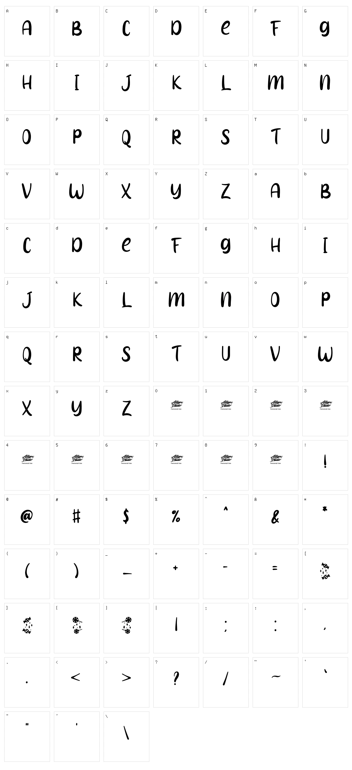 Sweet Night Character Set