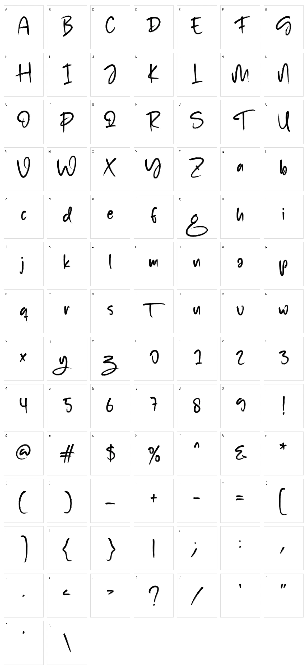 Brush Signature Character Set