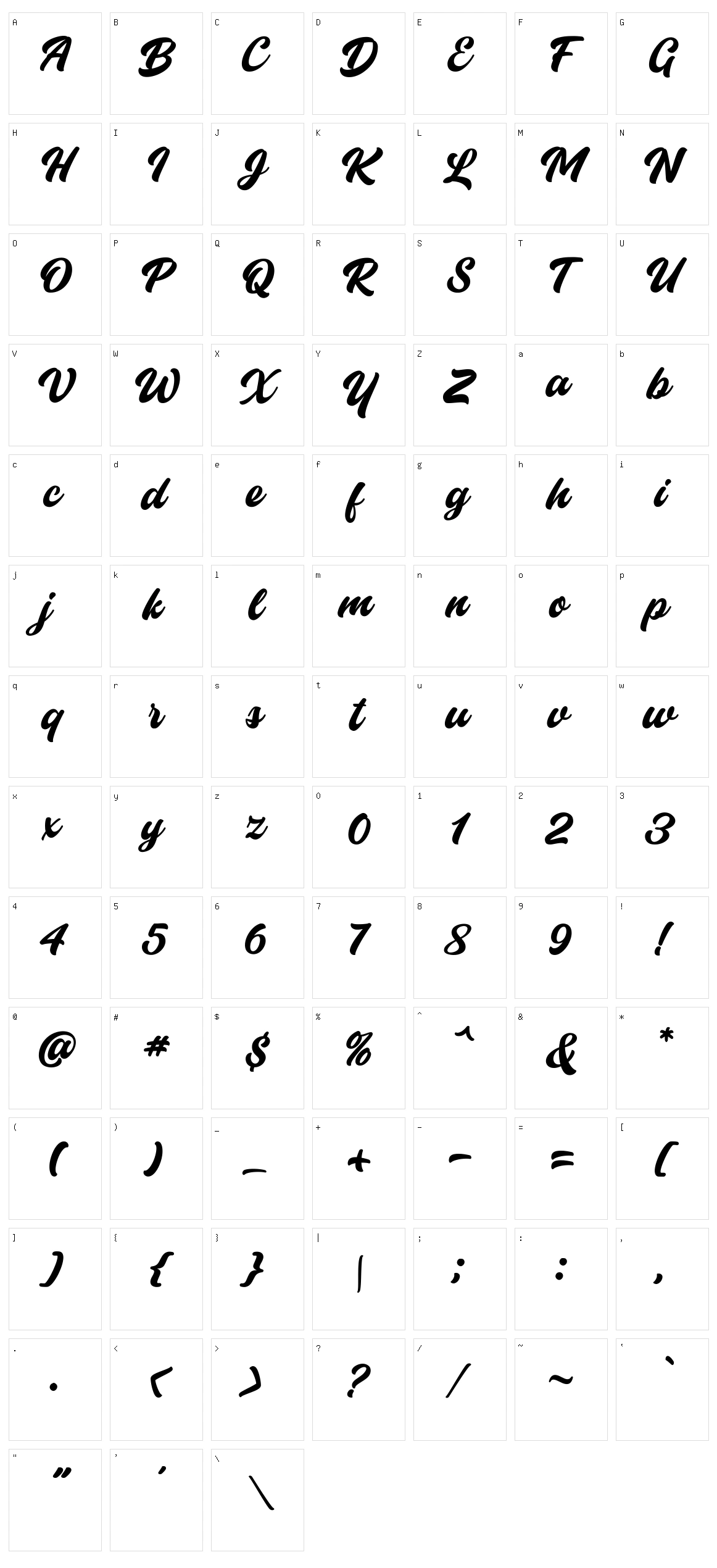 Historia Script Character Set