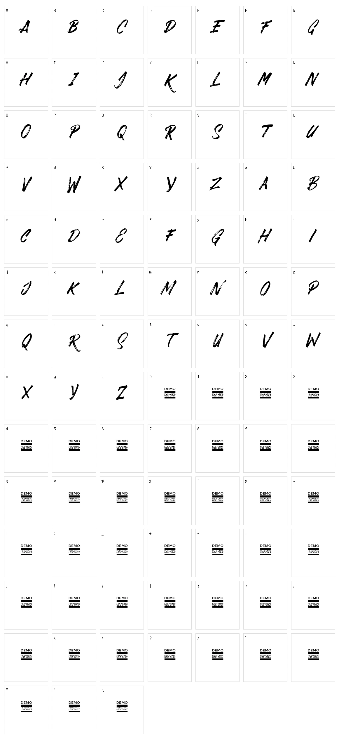 Dabrush Character Set