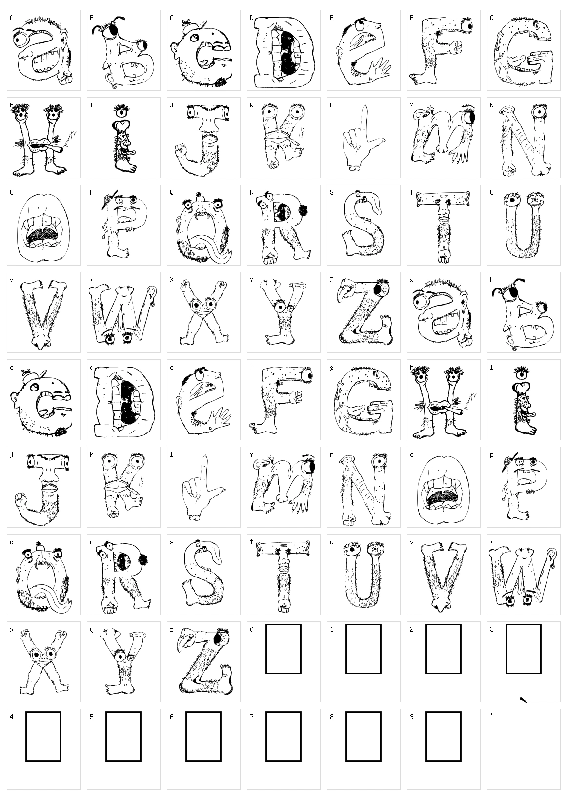 Chi font Character Set