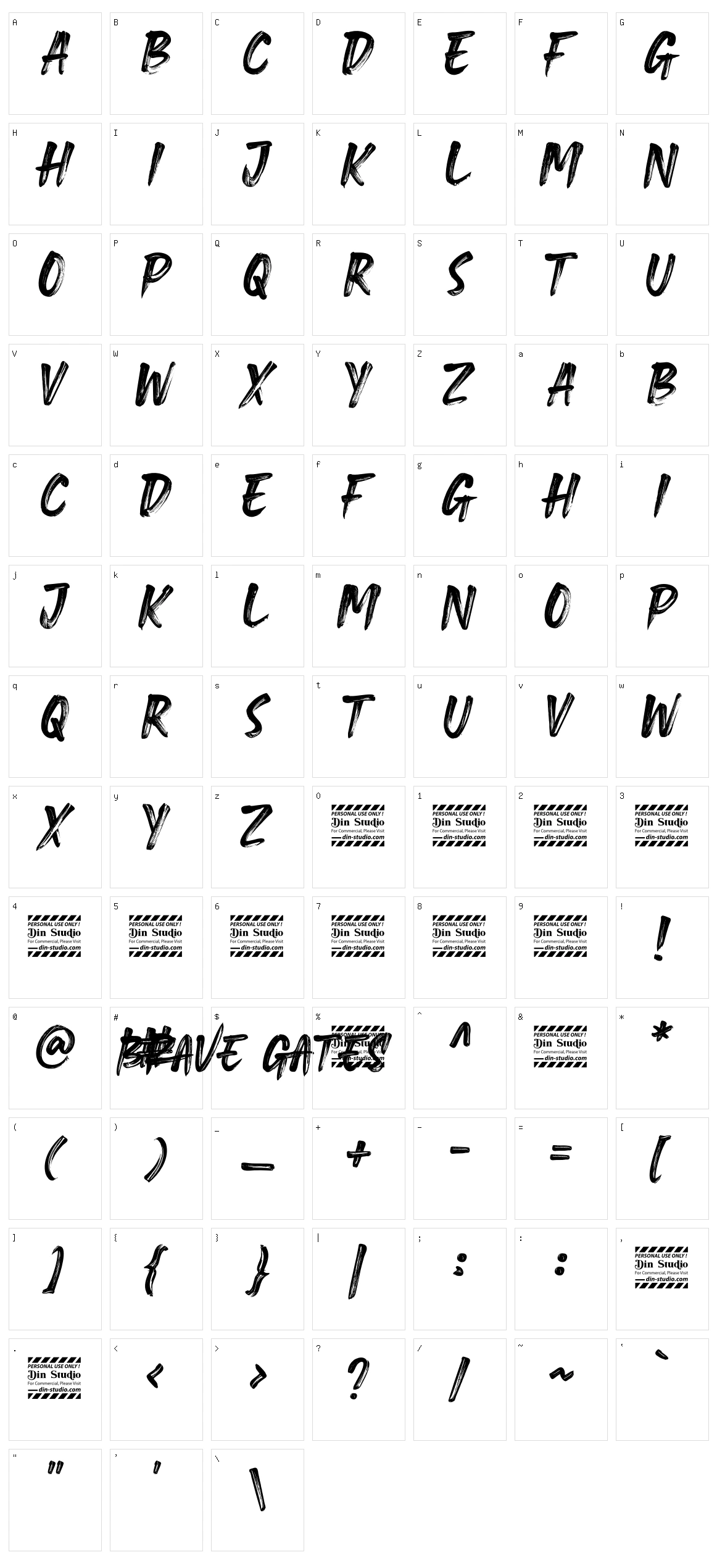 Brave Gates Character Set