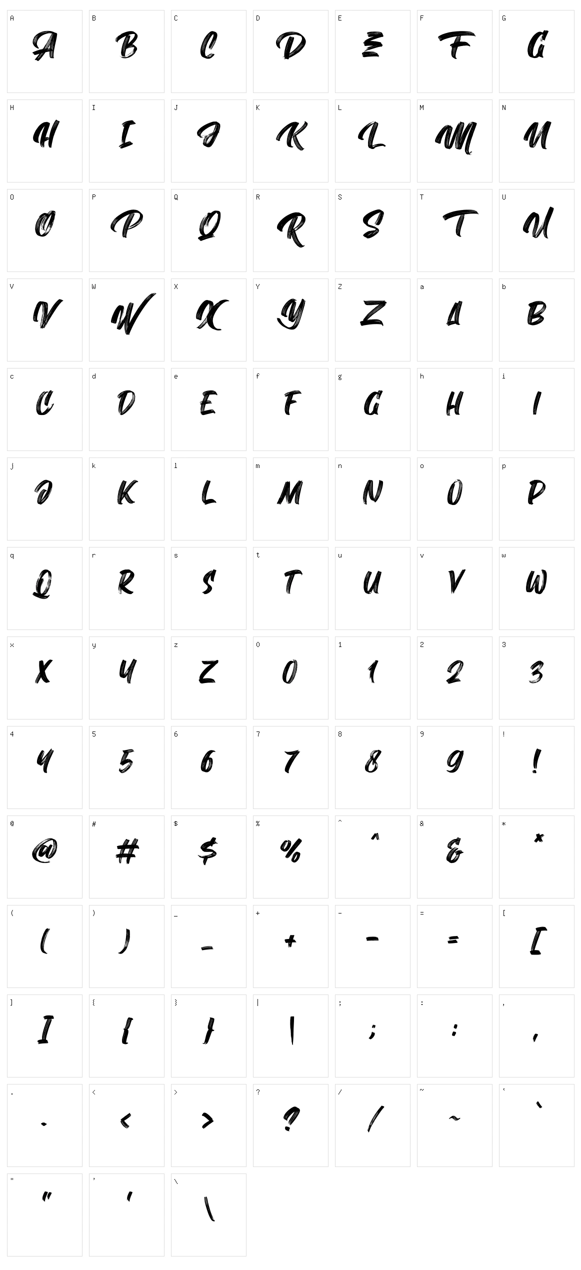 Abrashe Character Set