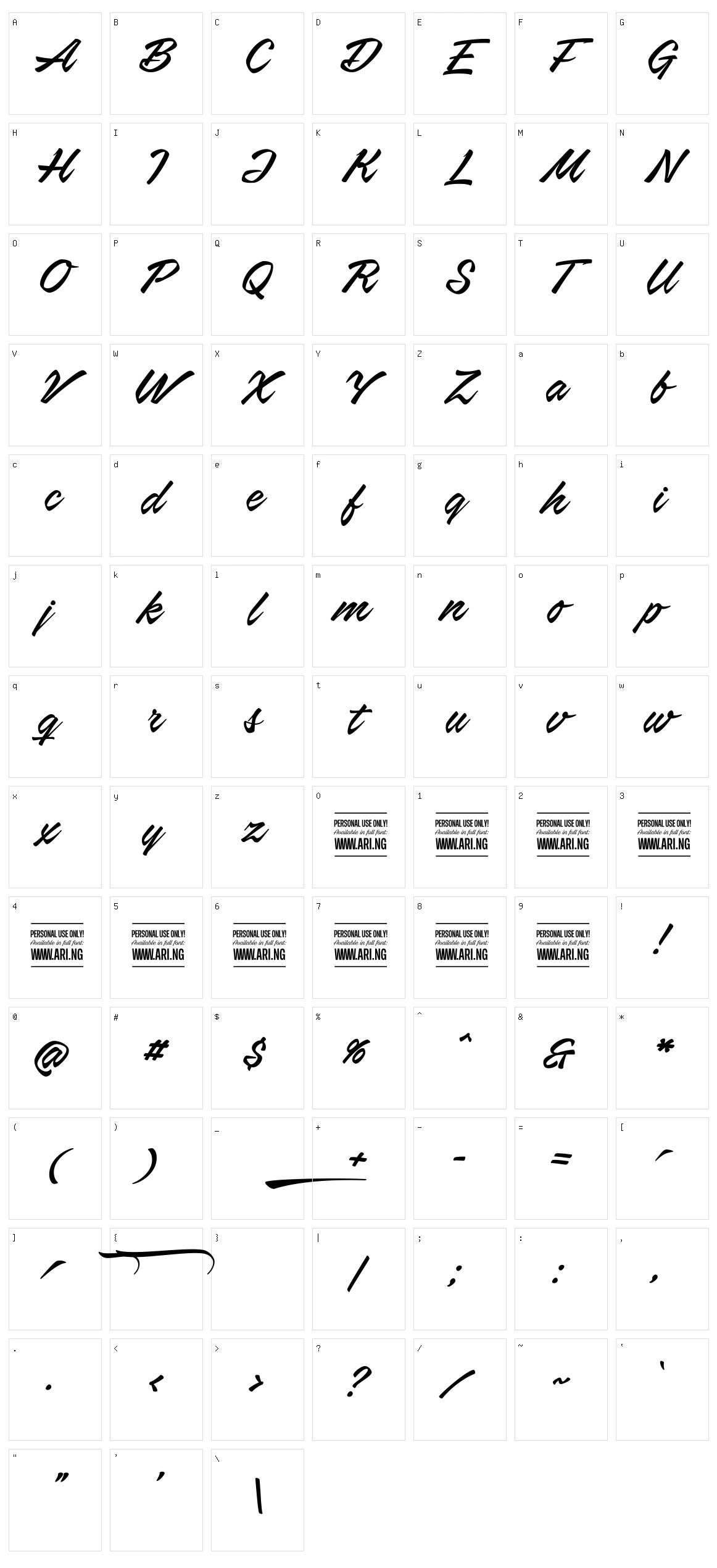 Airways Character Set