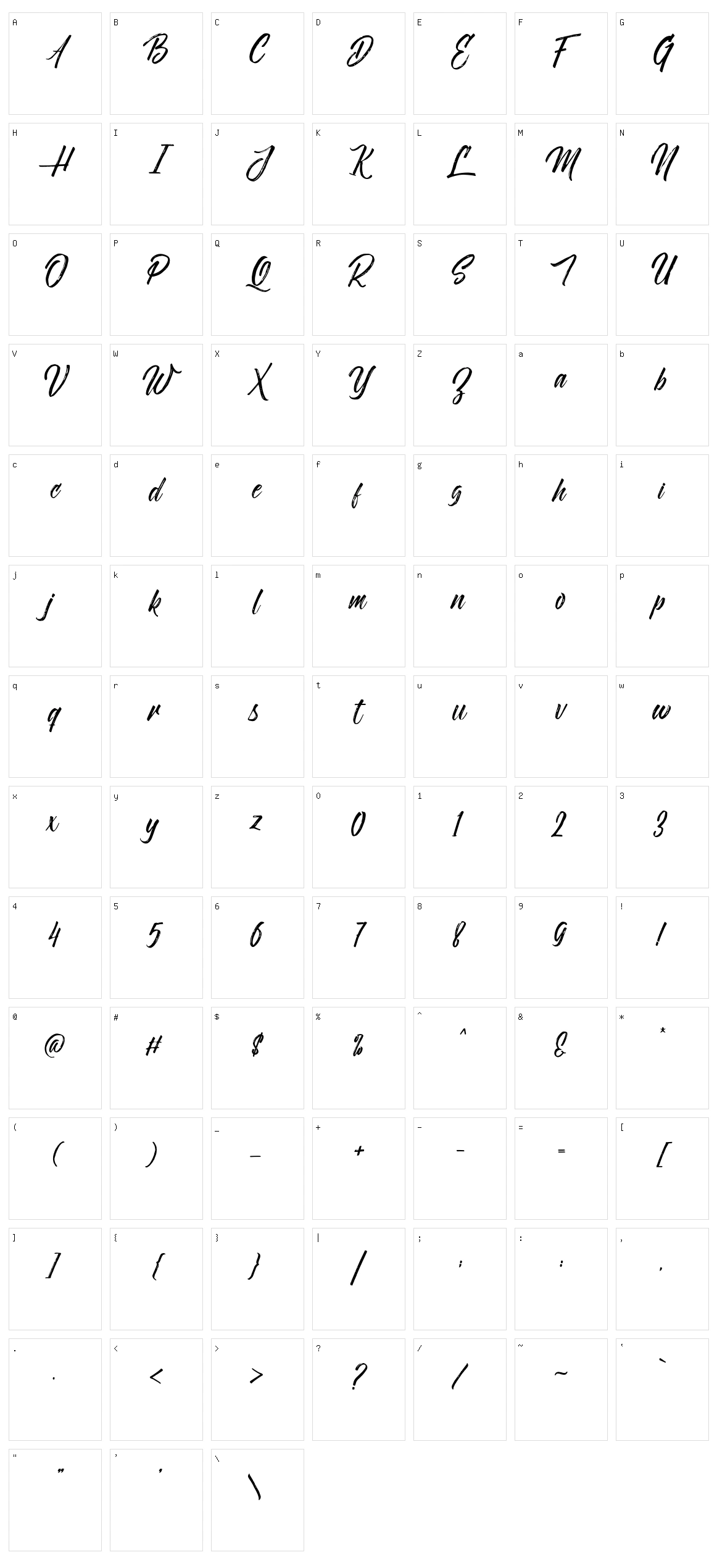 Novitha Script Character Set