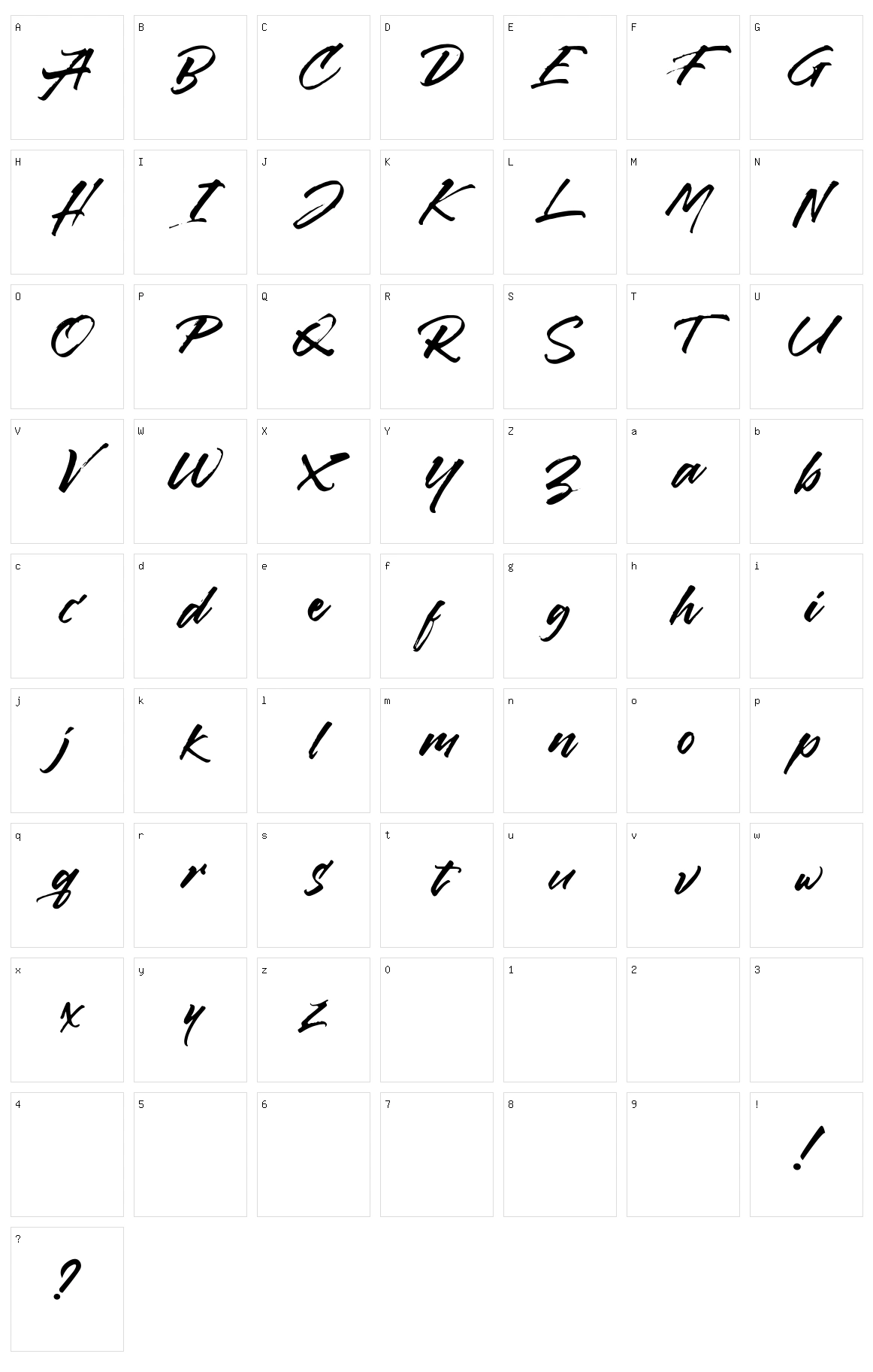 Callaghands Character Set
