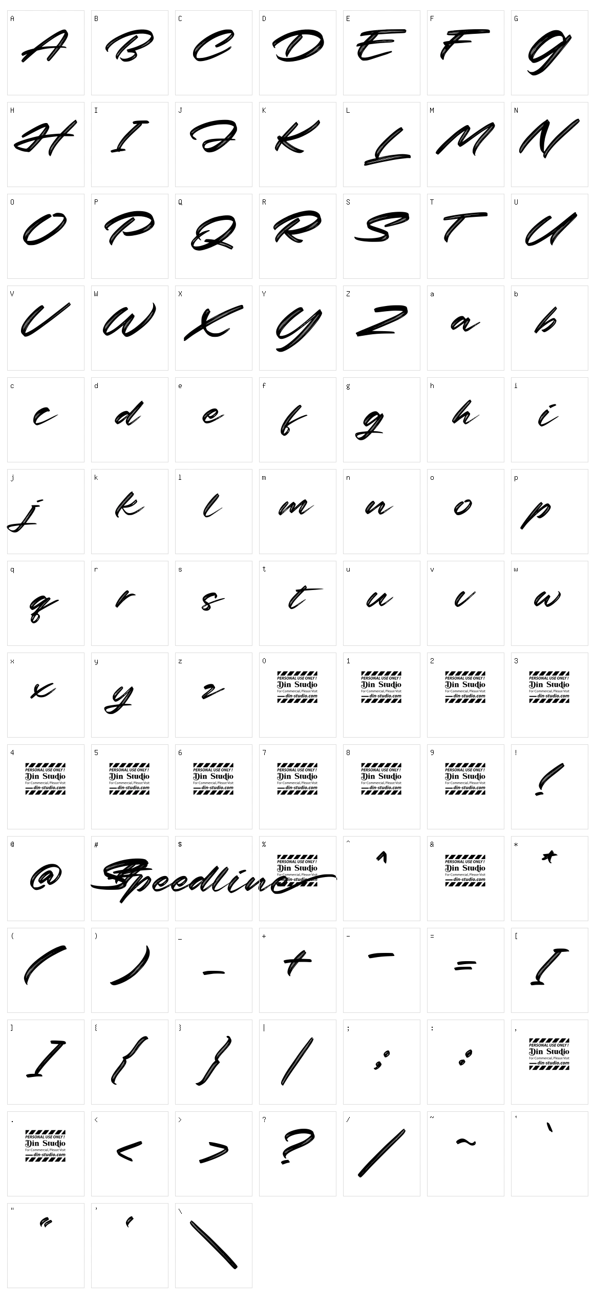 Speedline Character Set