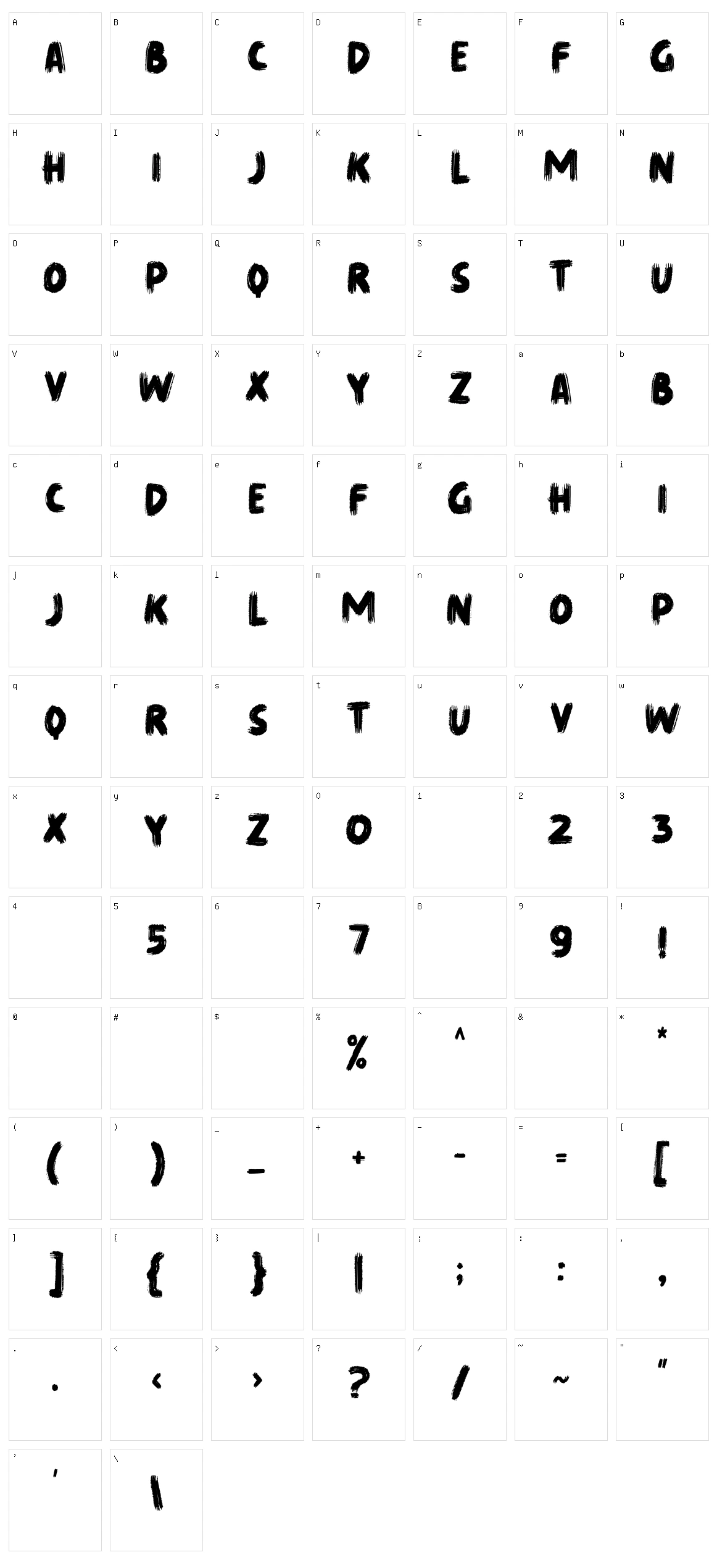 Shrieky Character Set