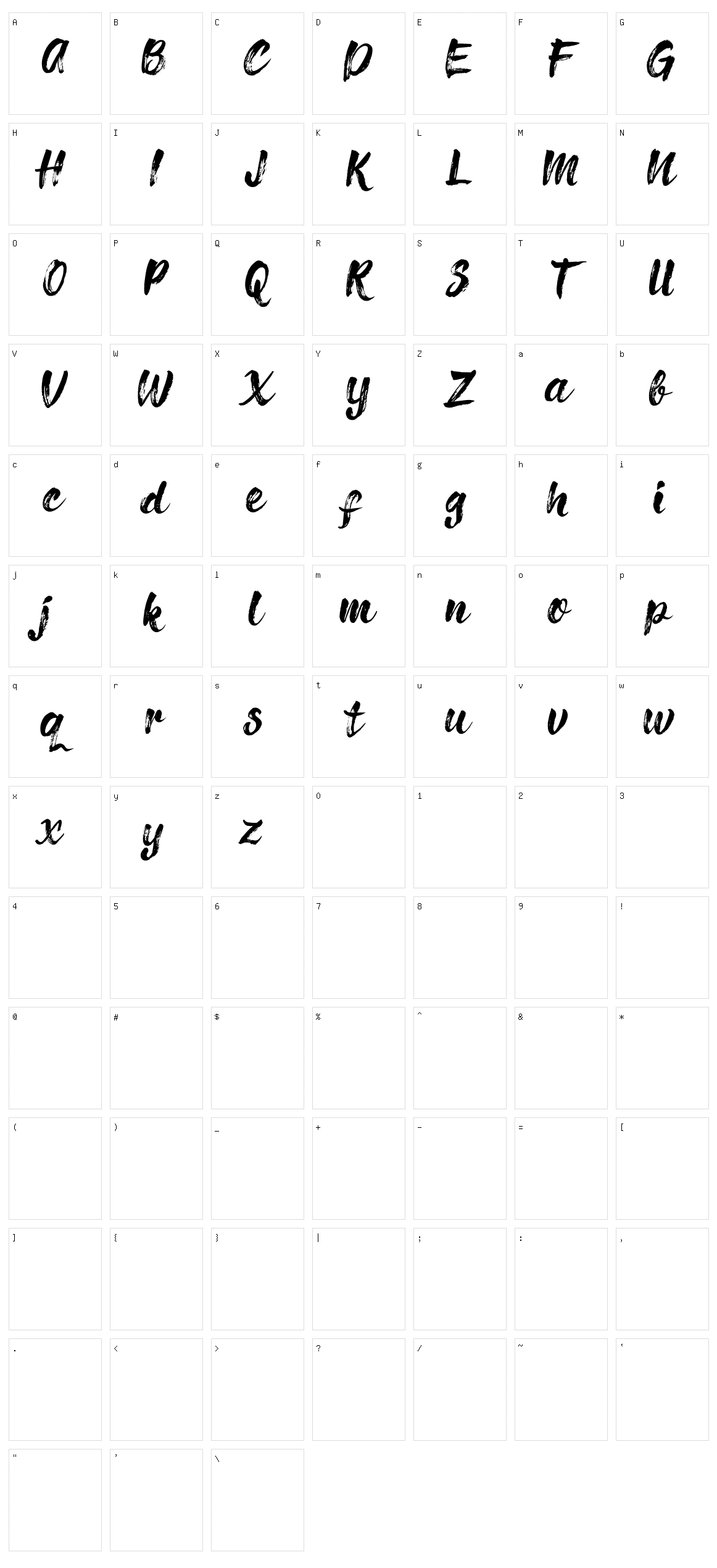 Richie Brusher Character Set