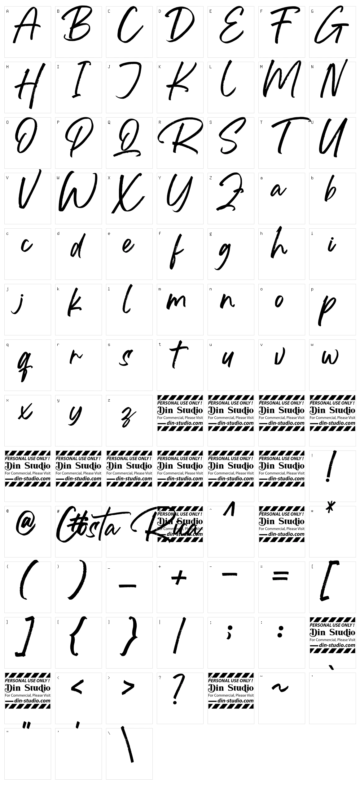 Costa Rica Character Set