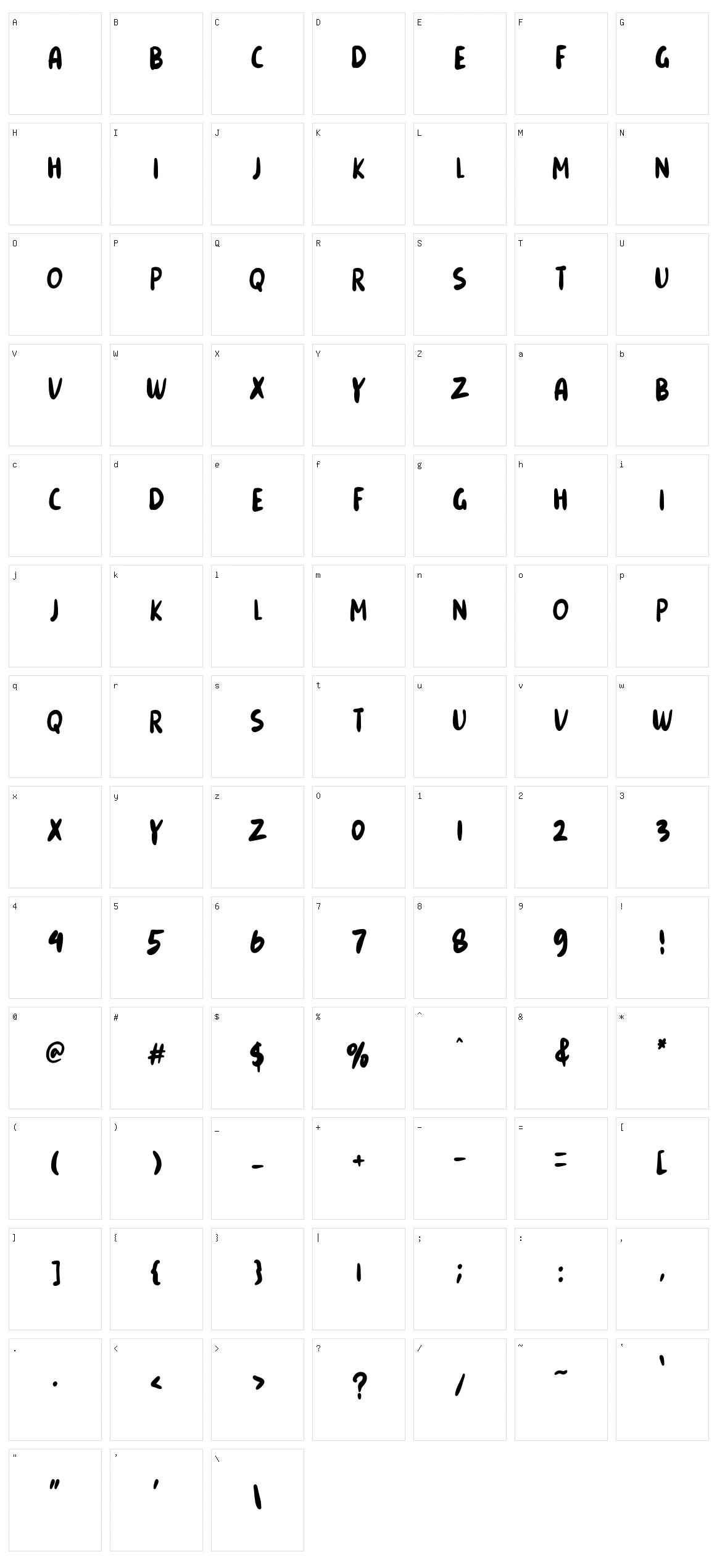 Snowes Character Set