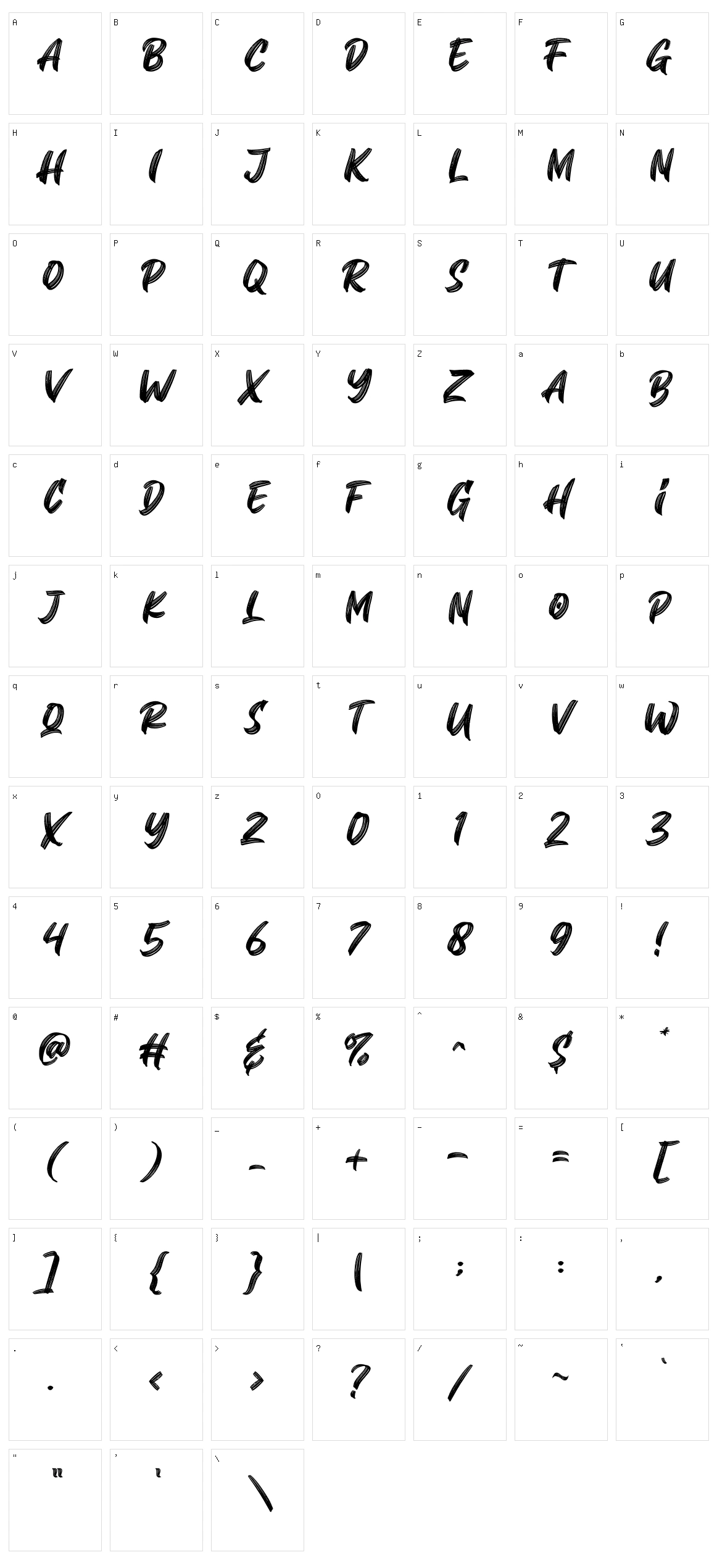 Hillshort Character Set