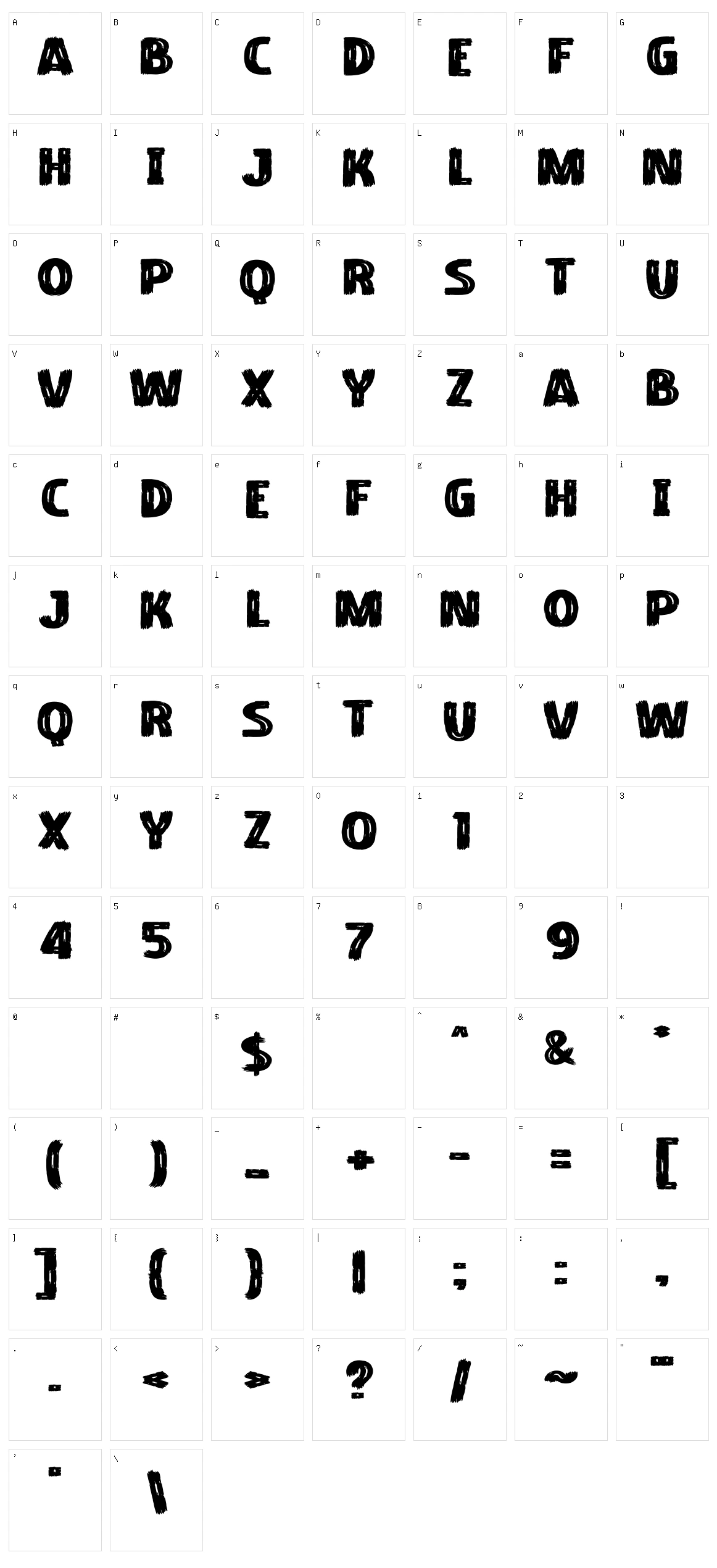 Brusha Character Set