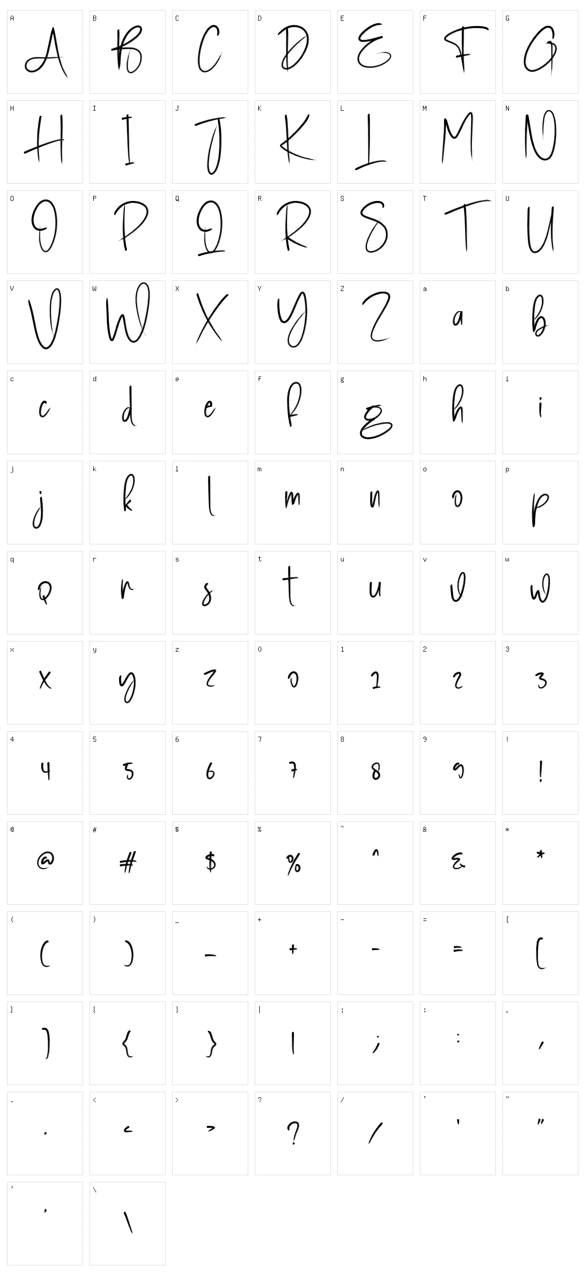 Book Signature Character Set