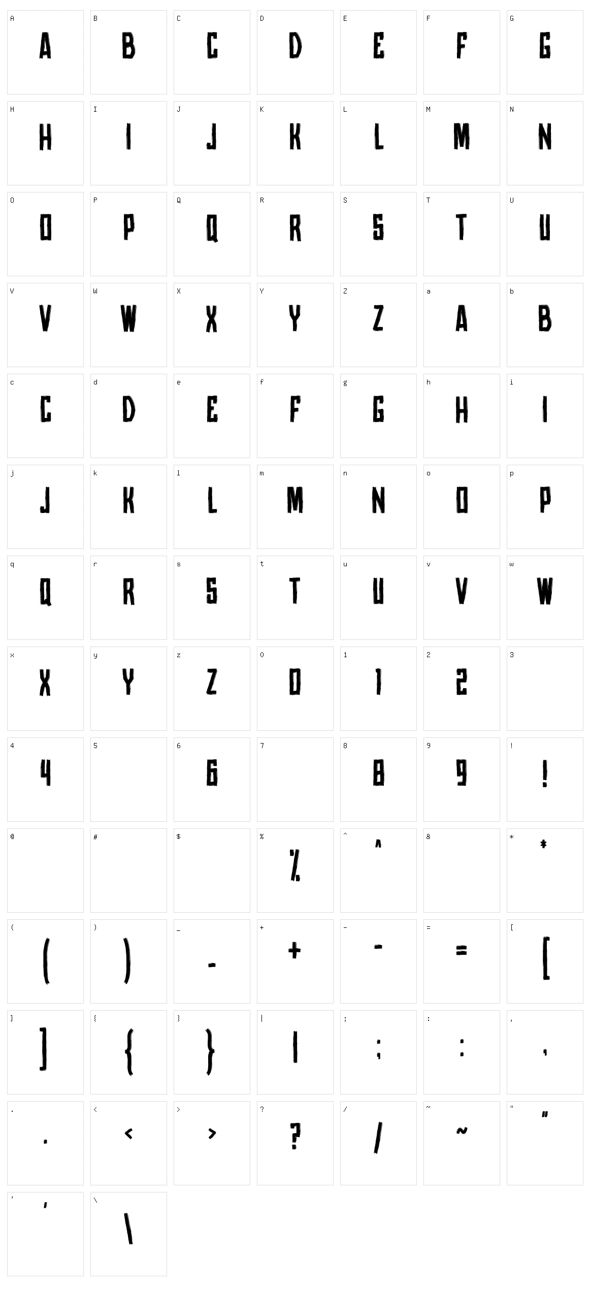 Revoluta Character Set