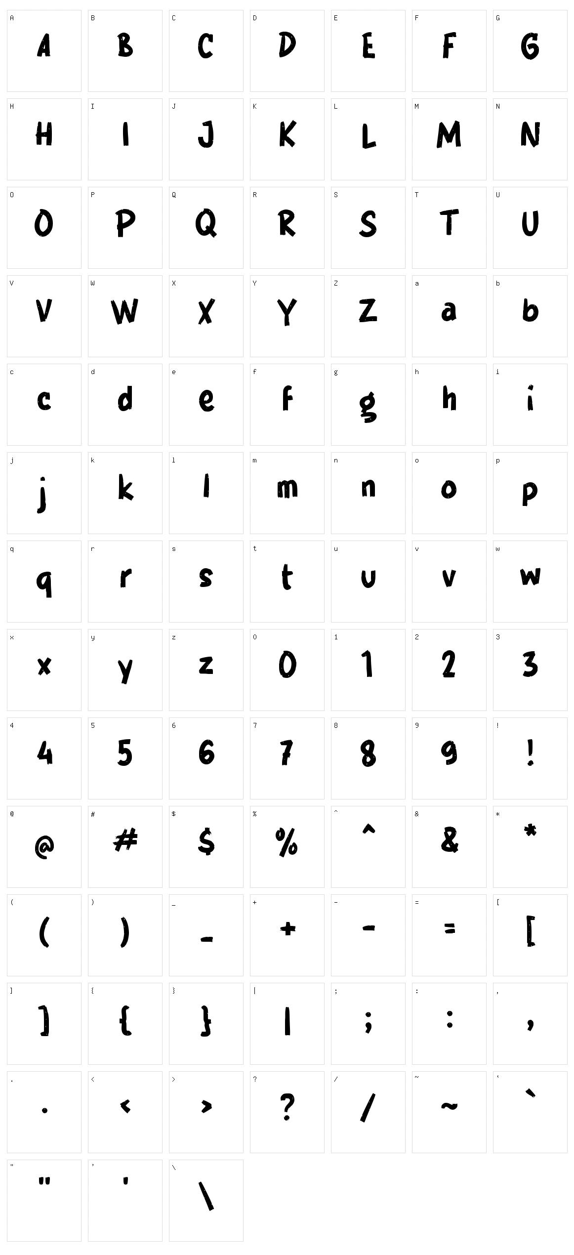 g Gradeo Character Set