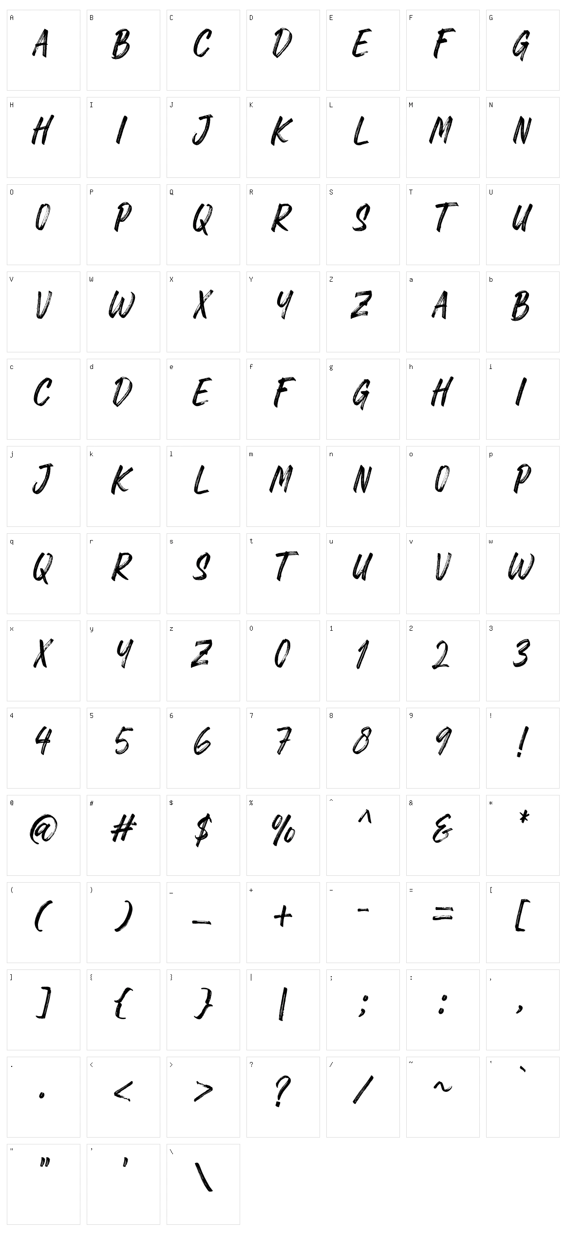 Rawk Brush Character Set