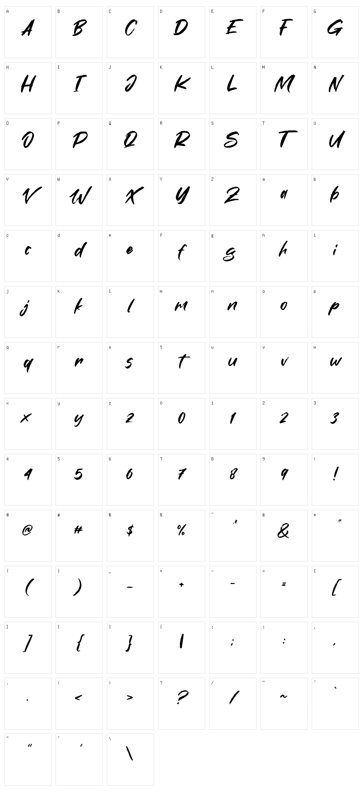 Makcex Character Set