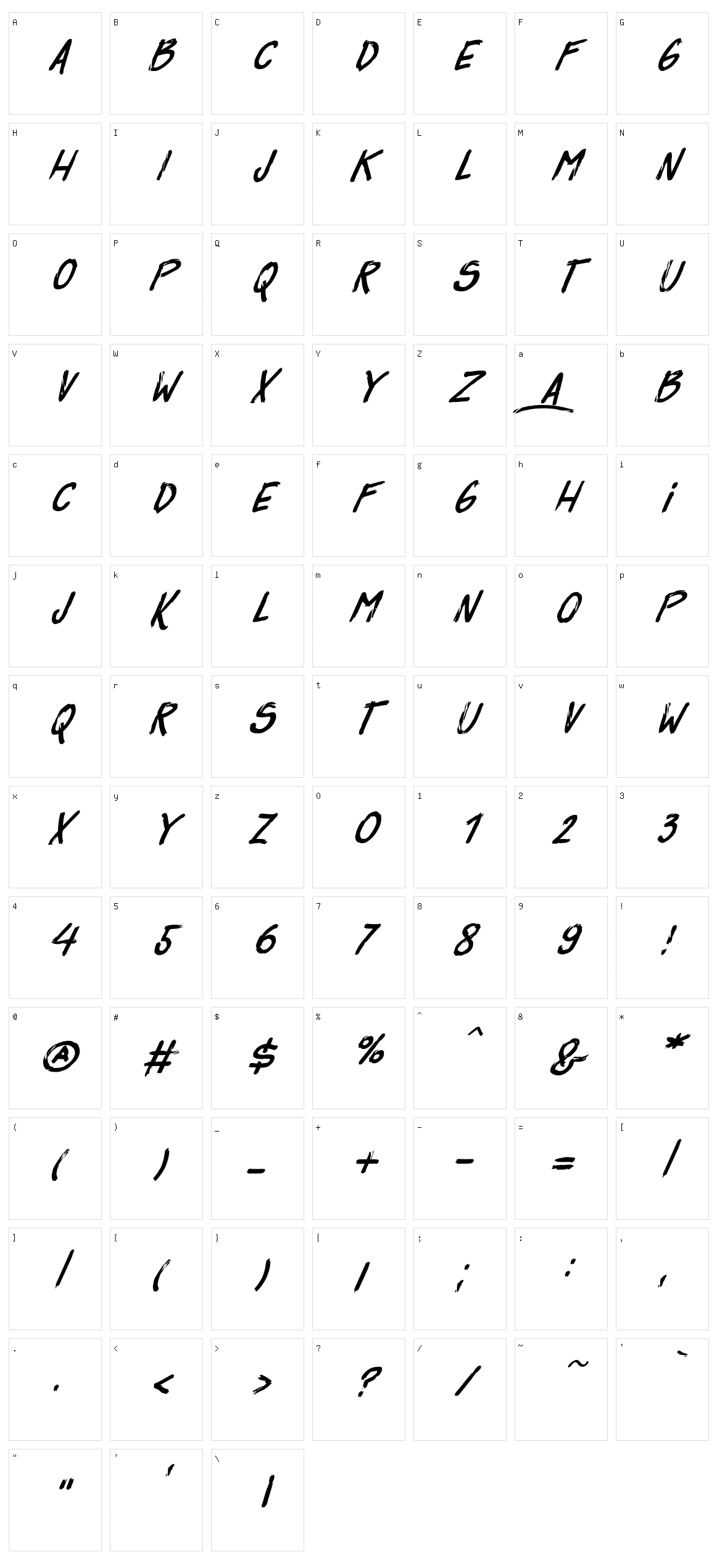 Surfbars Character Set