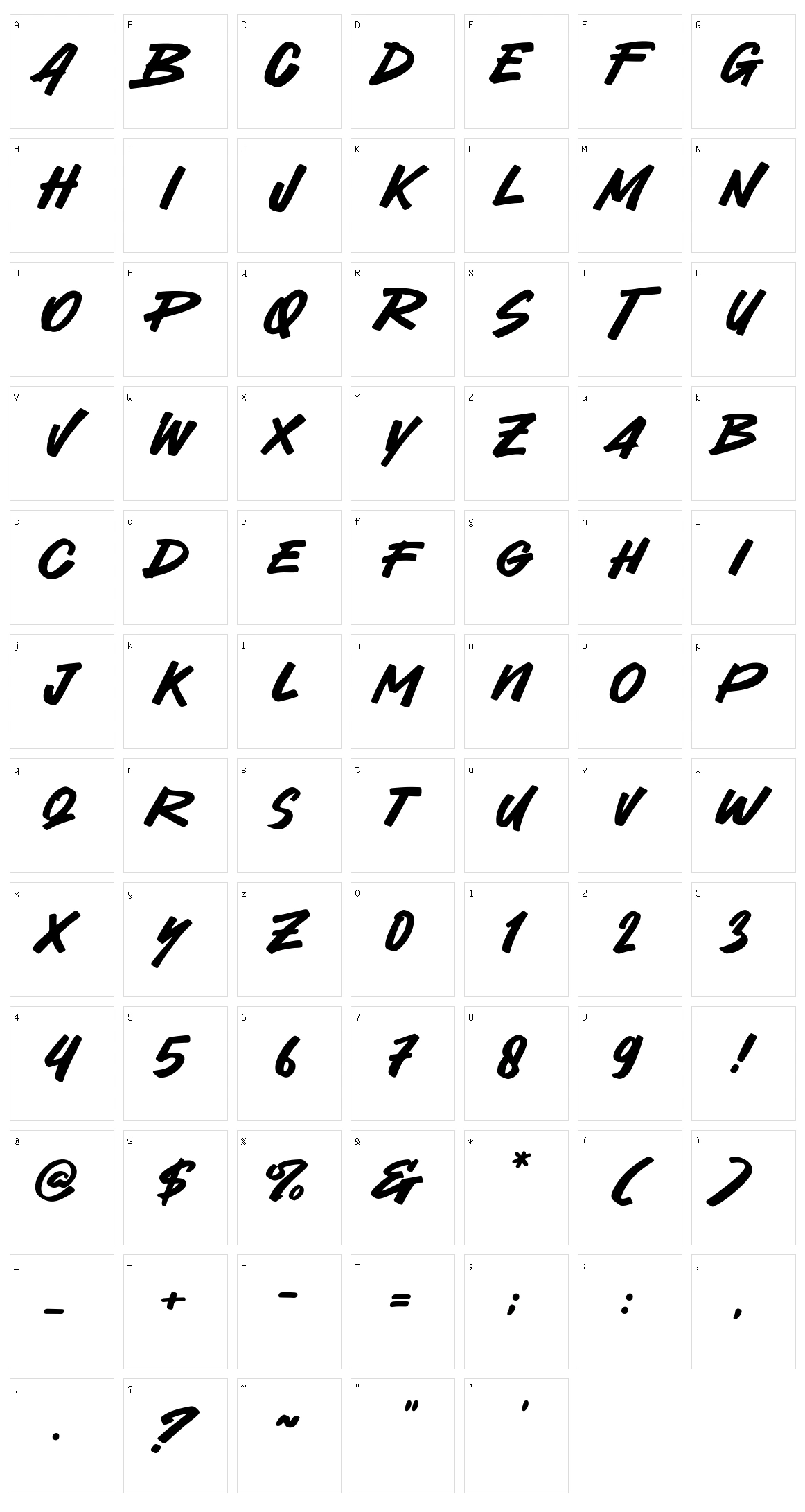 Reydex Character Set