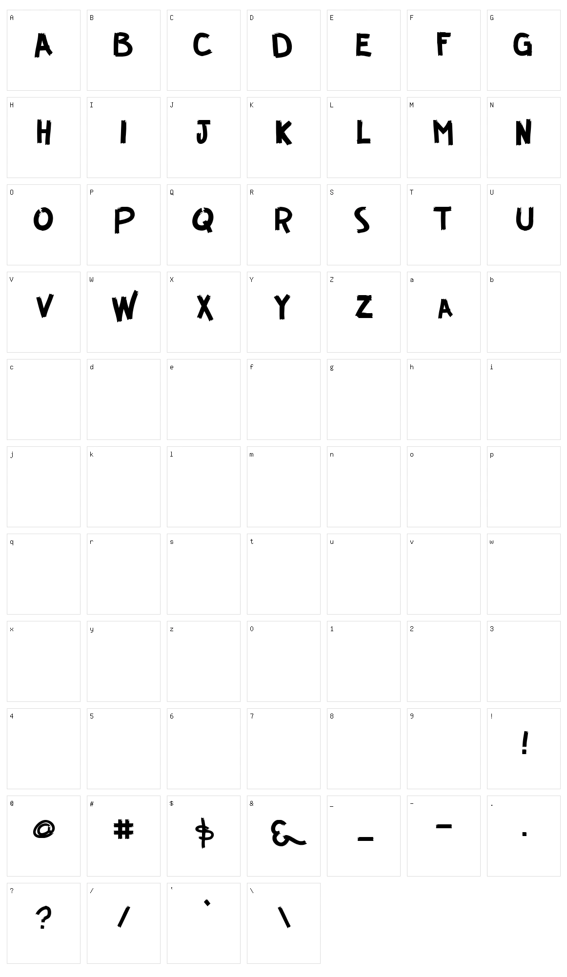 Guerrilla Font Character Set