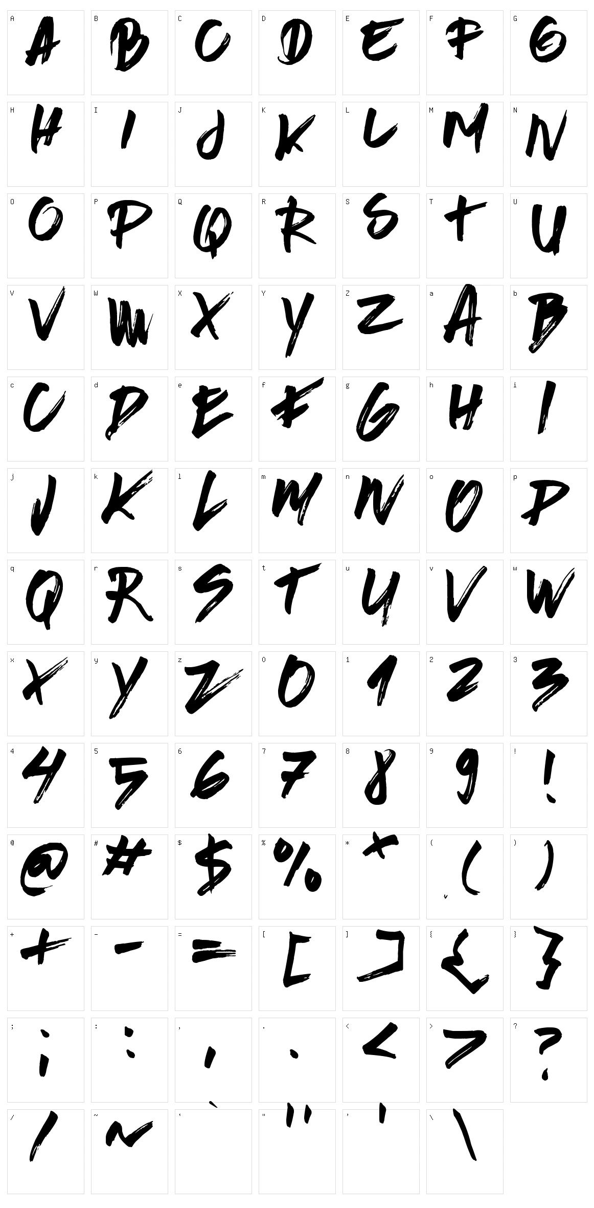 Brushed Traveler Character Set