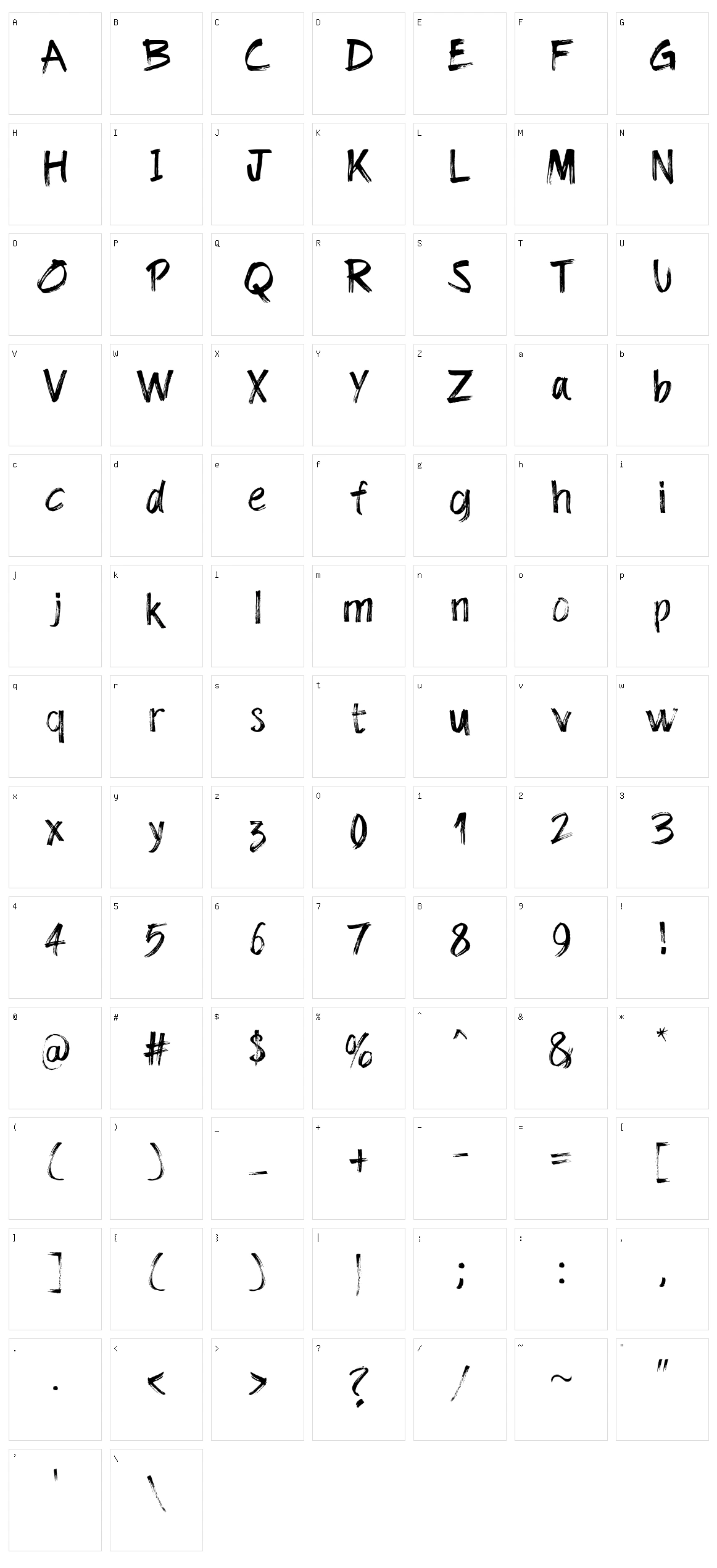The Dolbak Brush Character Set