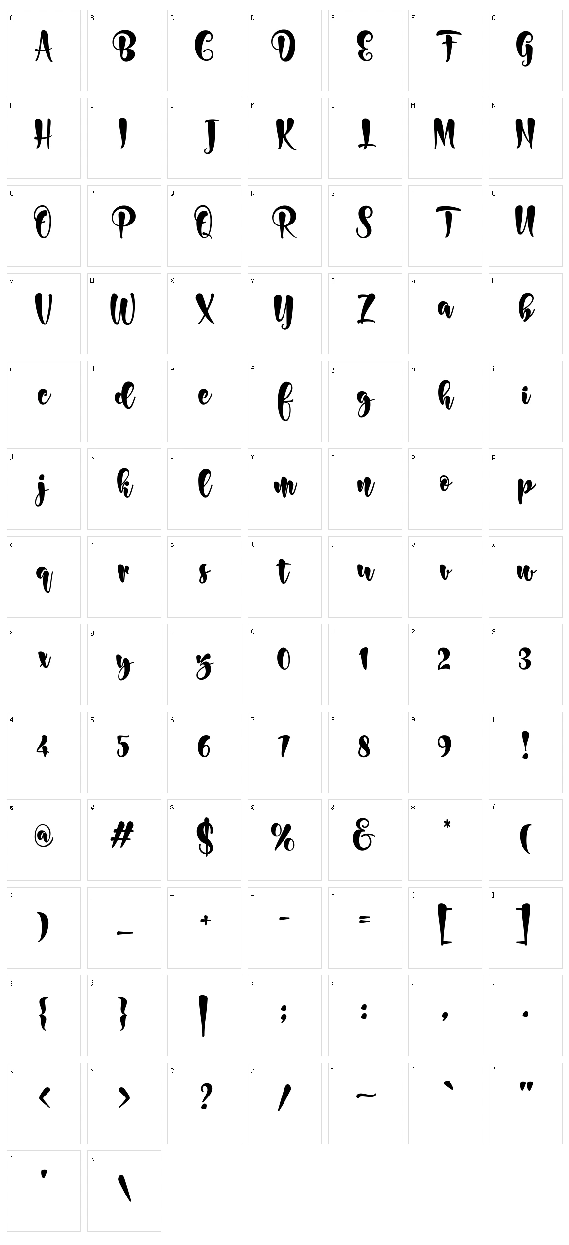 Bonita Character Set